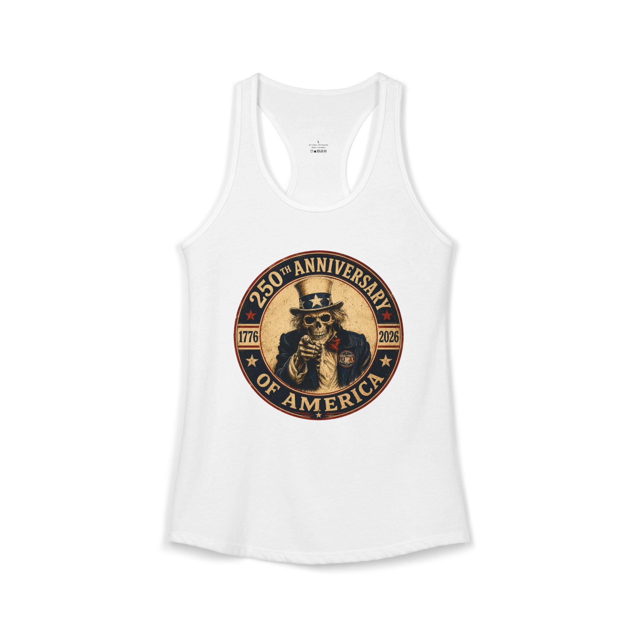 Limited Edition: Uncle Sam Skull 250th Anniversary of America Ladies Racerback Tank Top