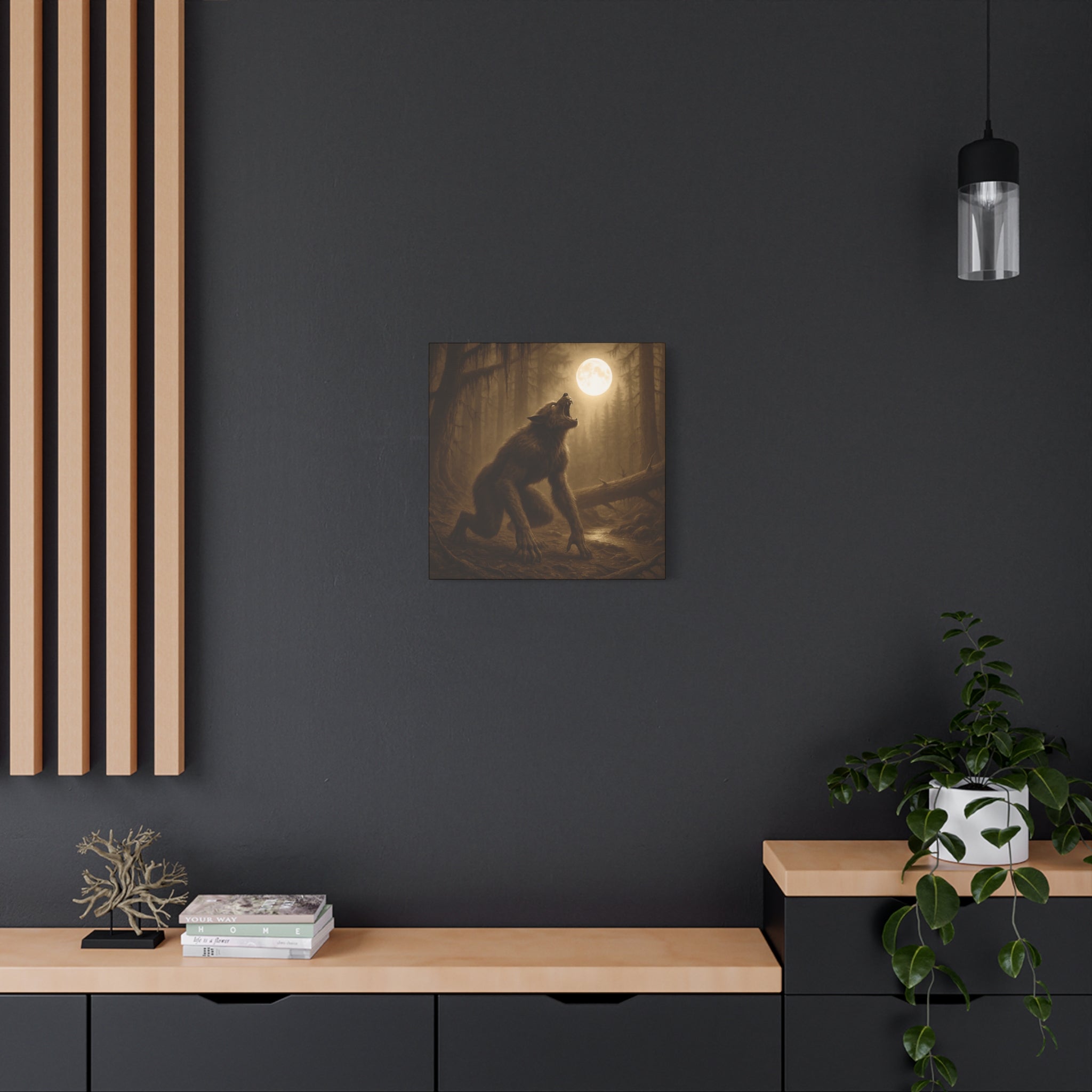 Werewolf Howl at the Moon Matte Canvas Wall Art