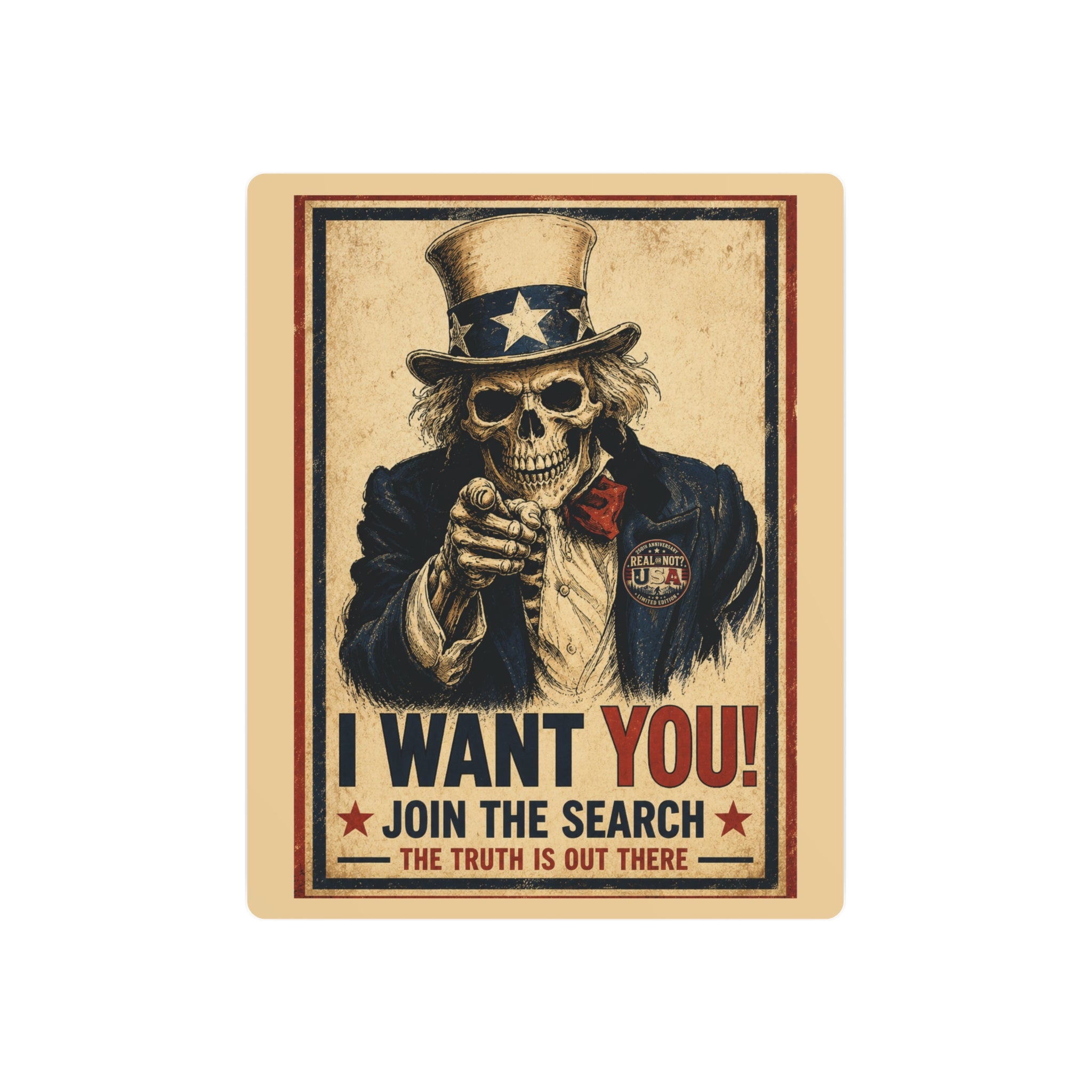 Uncle Sam Skull - "I WANT YOU!" Vintage Recruiting Metal Sign