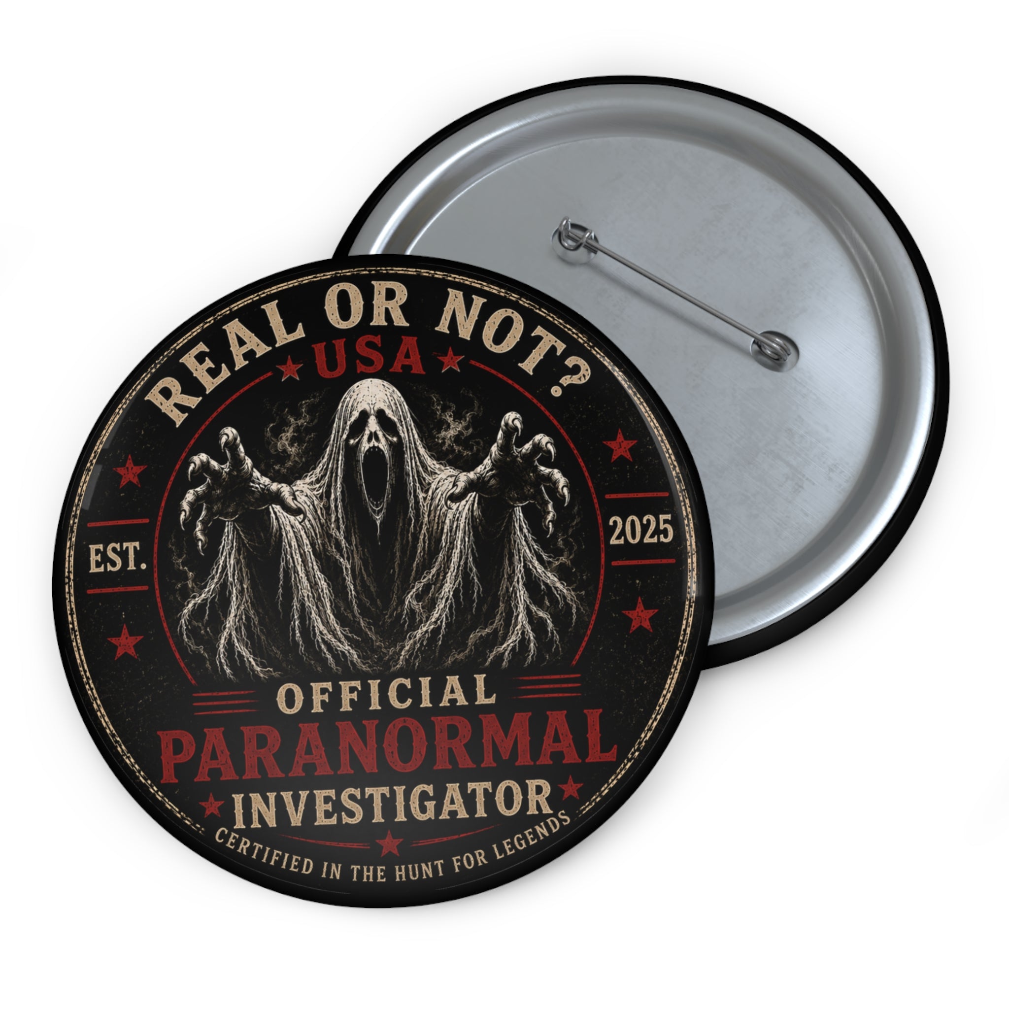 Paranormal Investigator Round Pin Button
