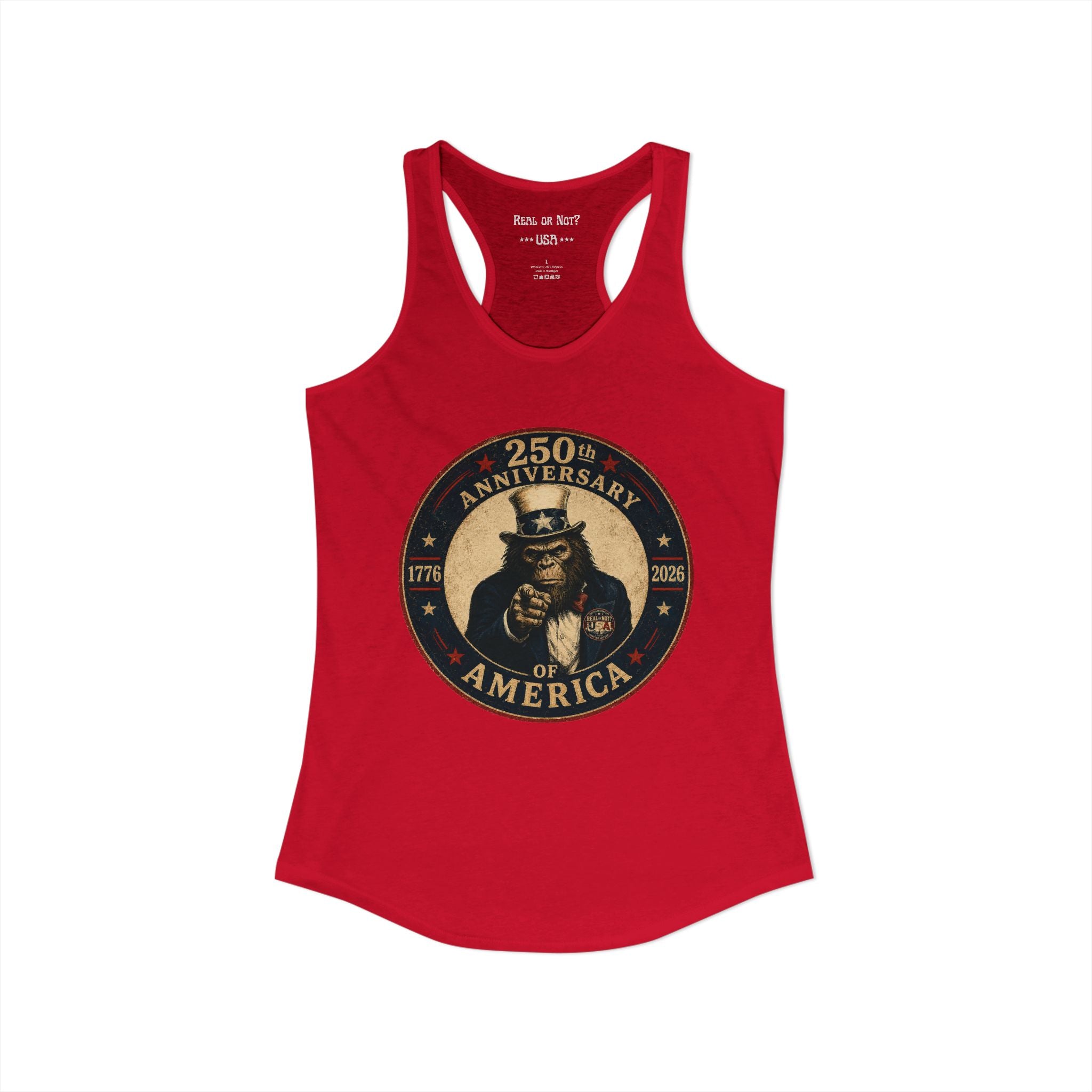 Limited Edition: Uncle Squatch 250th USA Anniversary Ladies' Racerback Tank Top