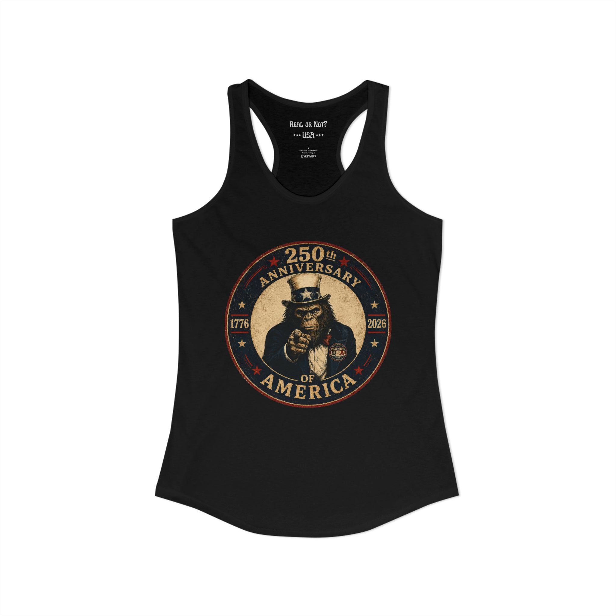 Limited Edition: Uncle Squatch 250th USA Anniversary Ladies' Racerback Tank Top