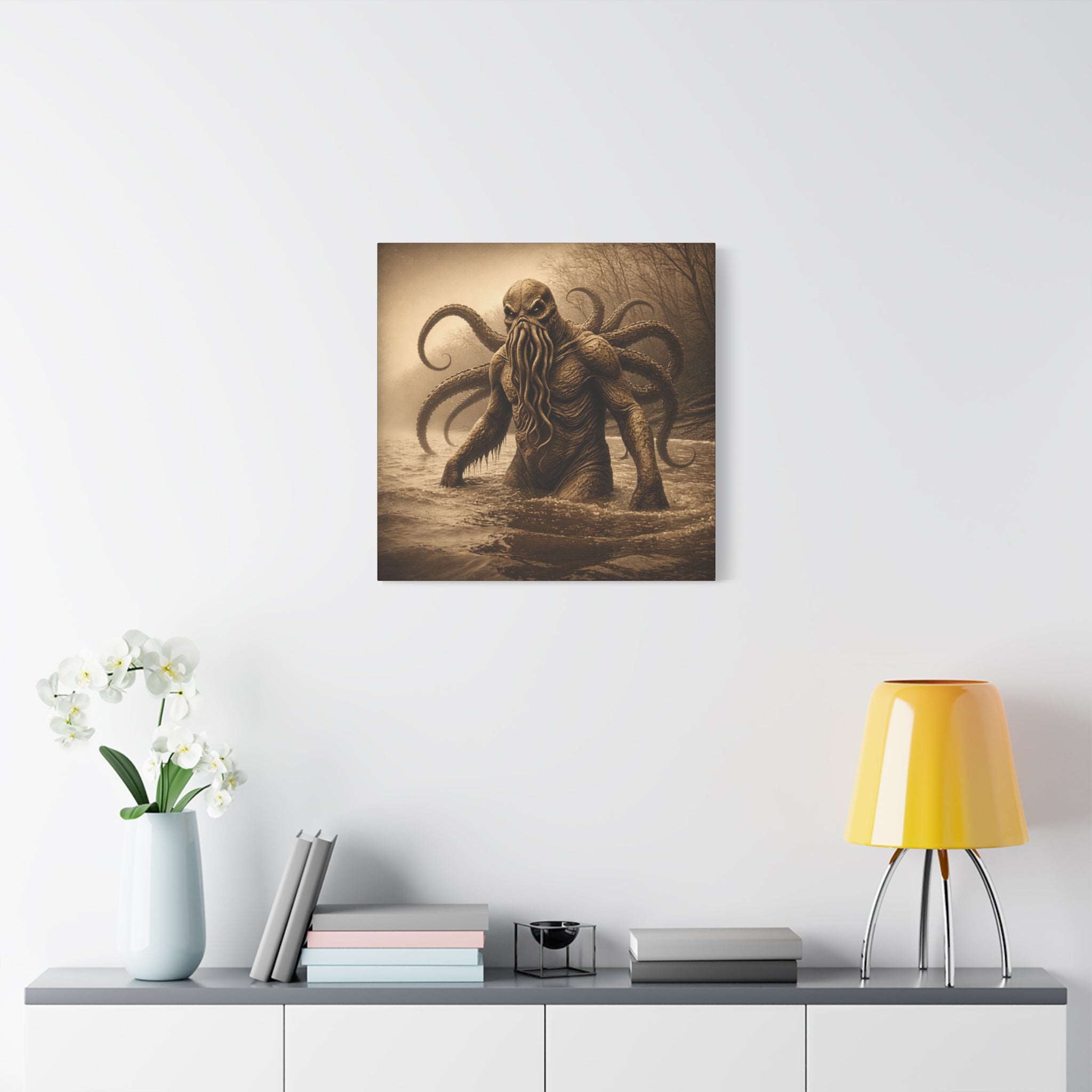 Octo-man Canvas Wall Art – Matte Stretched Horror Decor