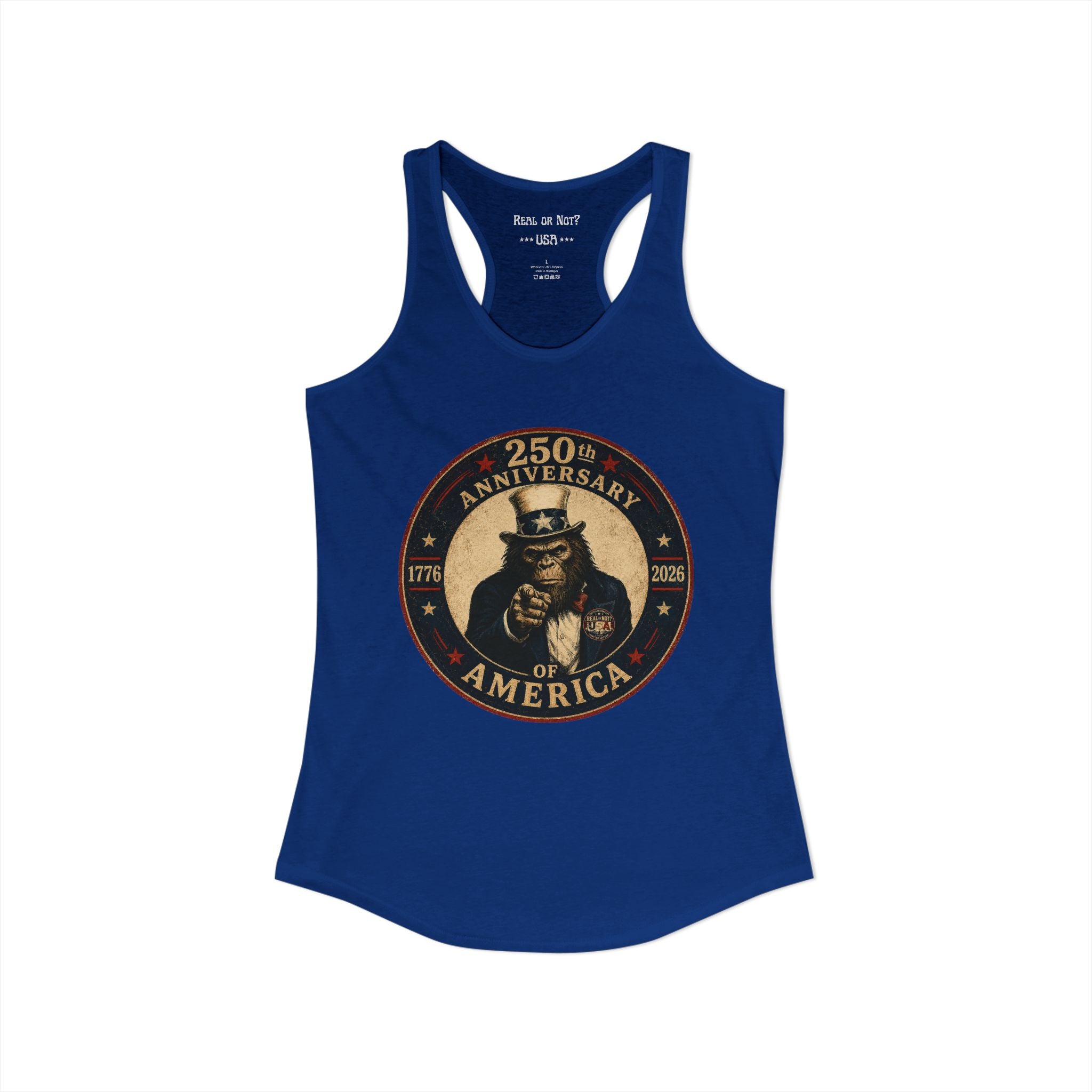 Limited Edition: Uncle Squatch 250th USA Anniversary Ladies' Racerback Tank Top