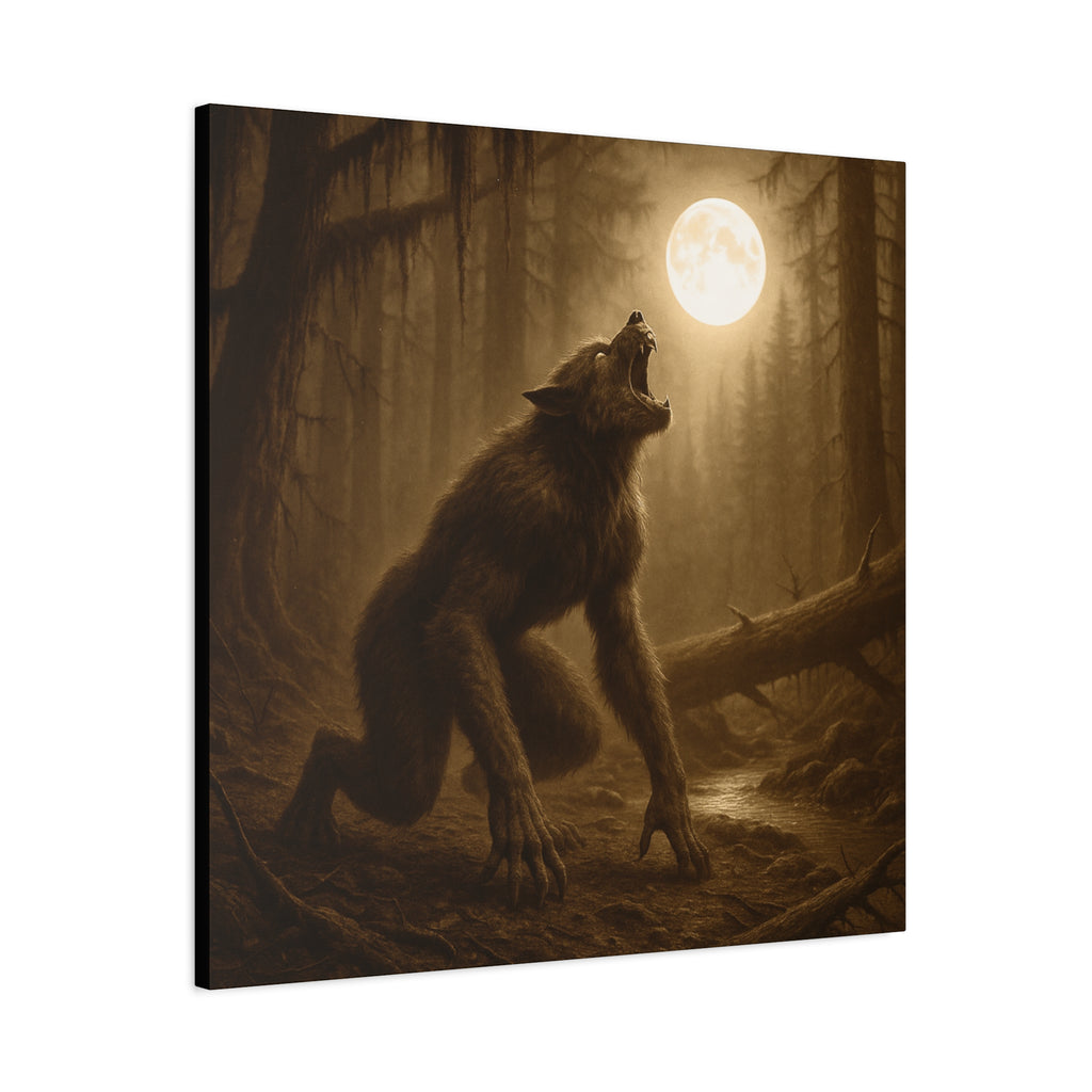 Werewolf Howl at the Moon Matte Canvas Wall Art