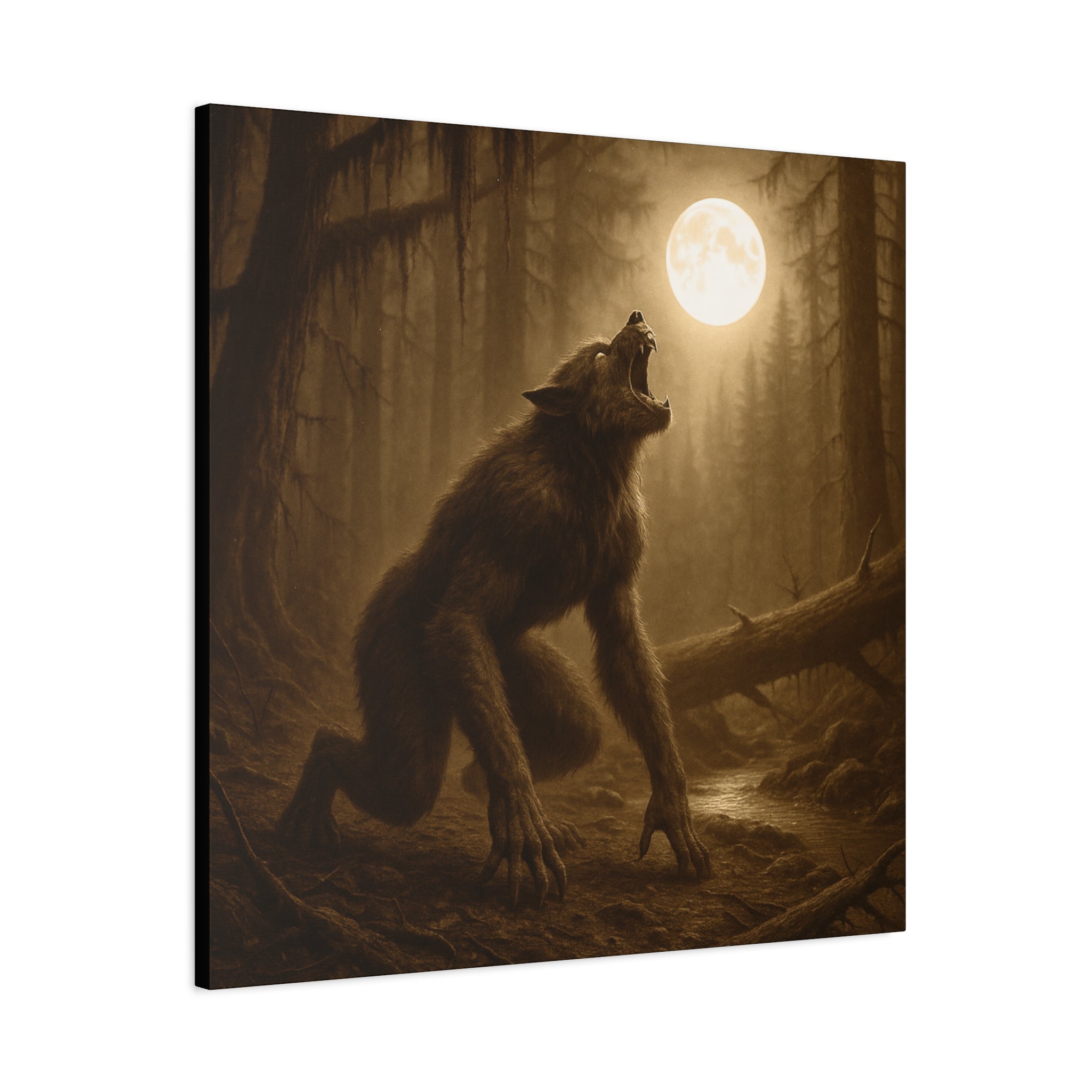 Werewolf Howl at the Moon Matte Canvas Wall Art