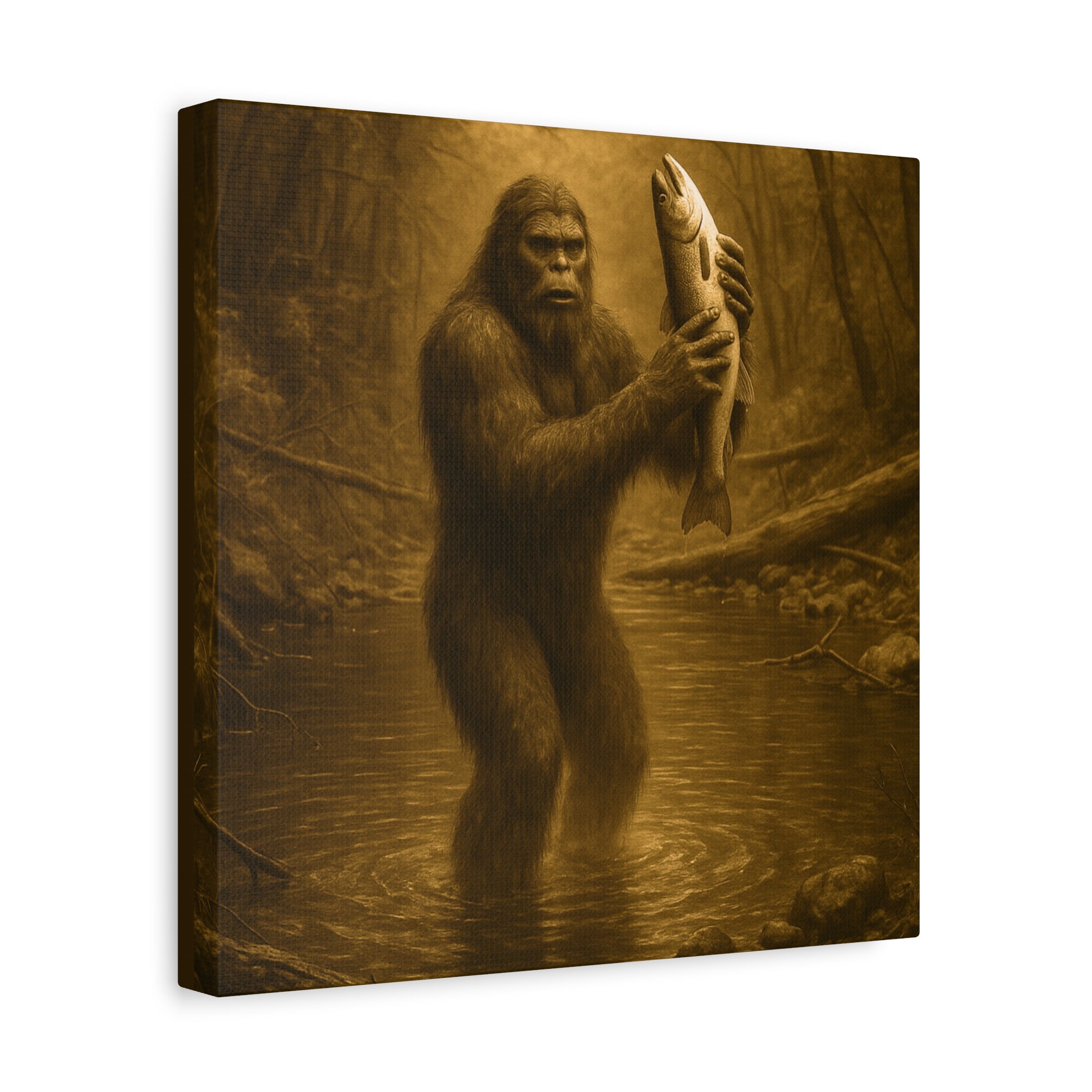 Fishin' with Squatch Matte Canvas Wall Art – Sasquatch