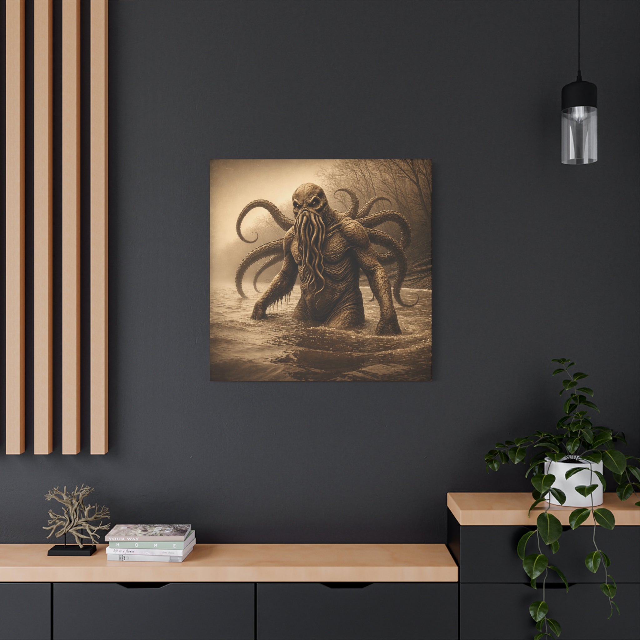 Octo-man Canvas Wall Art – Matte Stretched Horror Decor