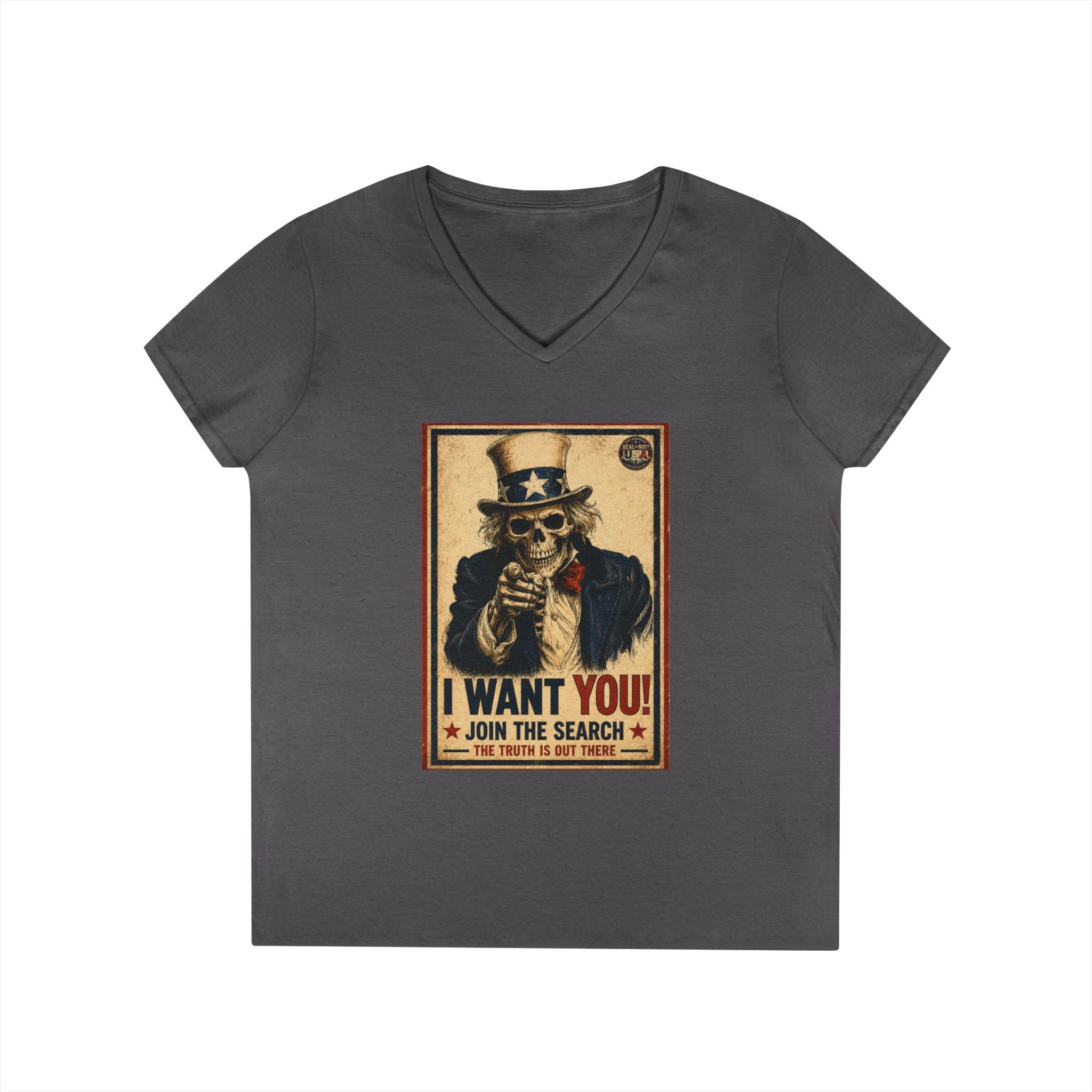 Uncle Sam Skull Limited Edition 250th USA Anniversary Ladies V-Neck T-Shirt