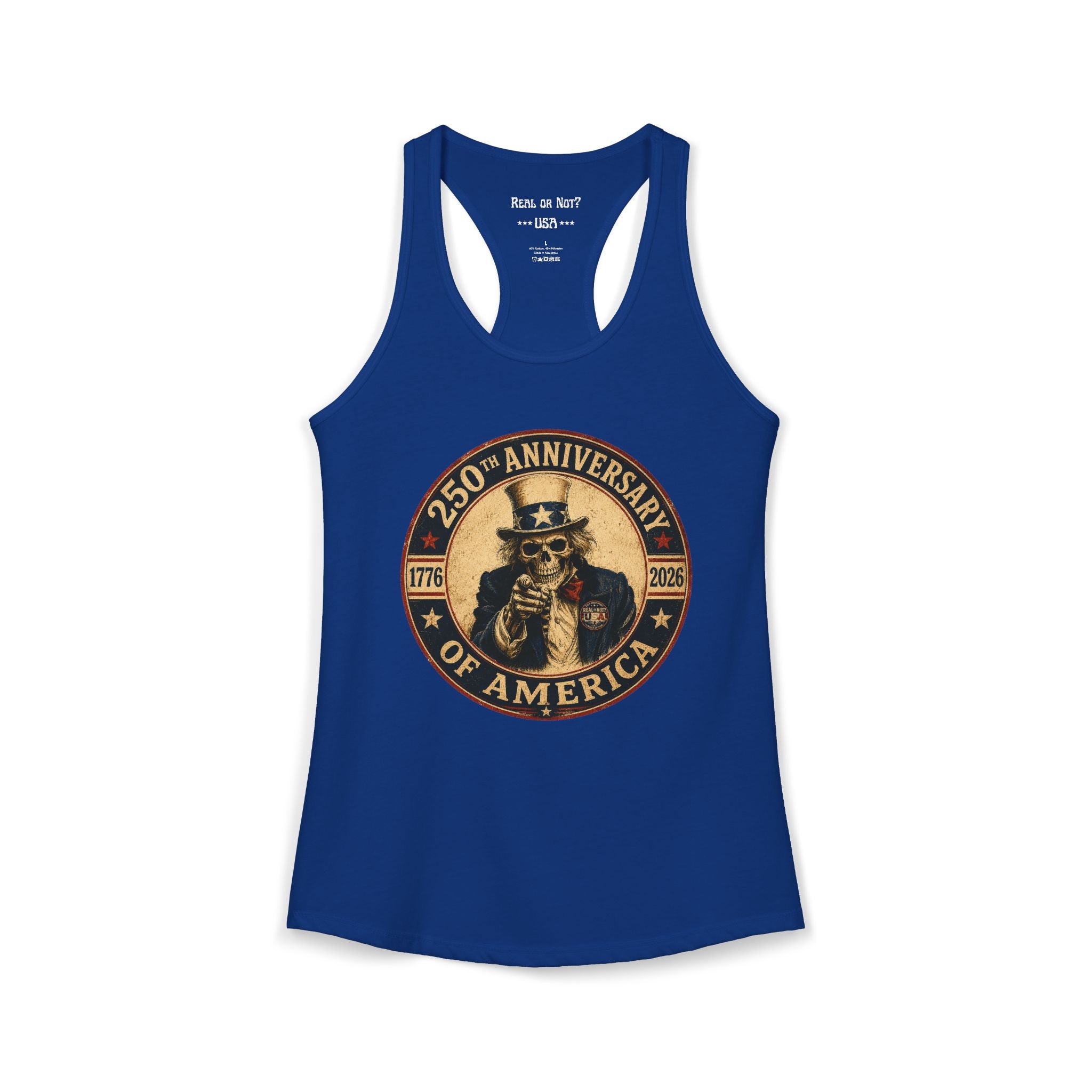 Limited Edition: Uncle Sam Skull 250th Anniversary of America Ladies Racerback Tank Top