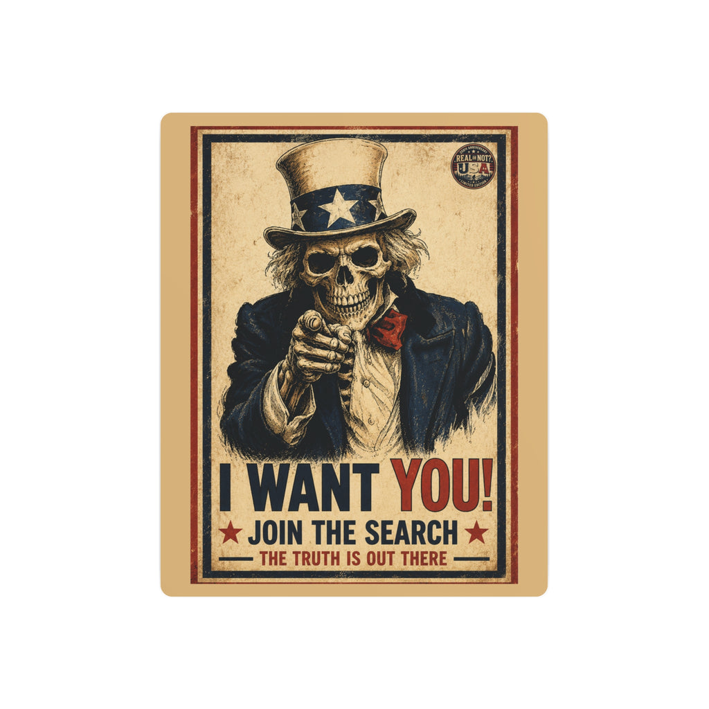Uncle Sam Skull - "I WANT YOU!" Vintage Recruiting Metal Sign