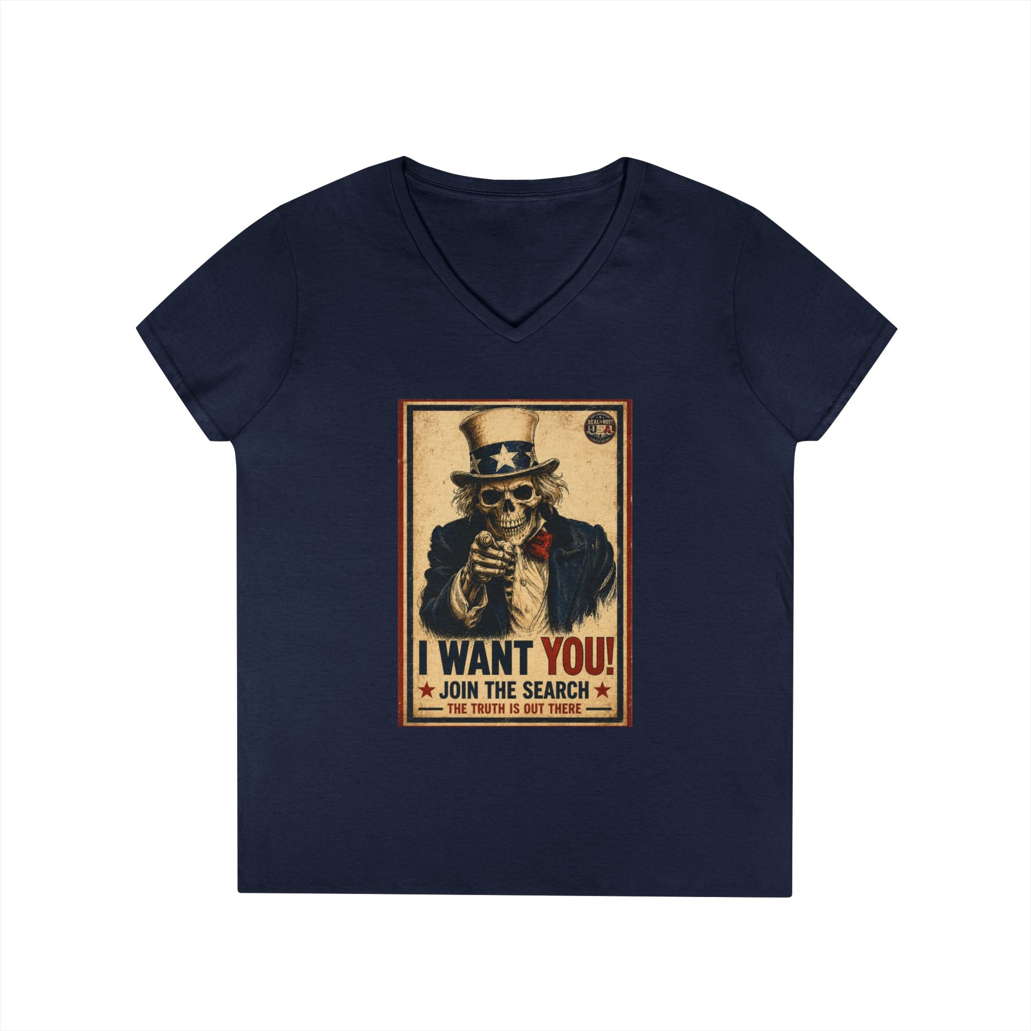 Uncle Sam Skull Limited Edition 250th USA Anniversary Ladies V-Neck T-Shirt