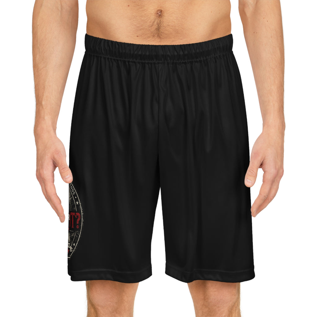 Real or Not? USA Vintage Stamp Black Basketball Shorts