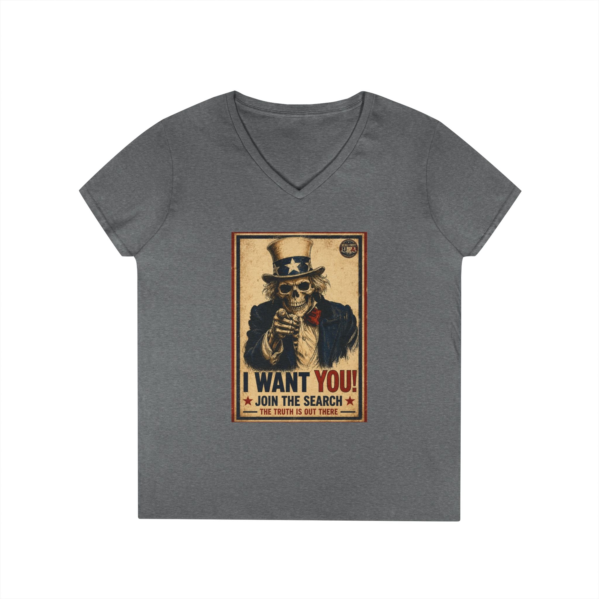 Uncle Sam Skull Limited Edition 250th USA Anniversary Ladies V-Neck T-Shirt