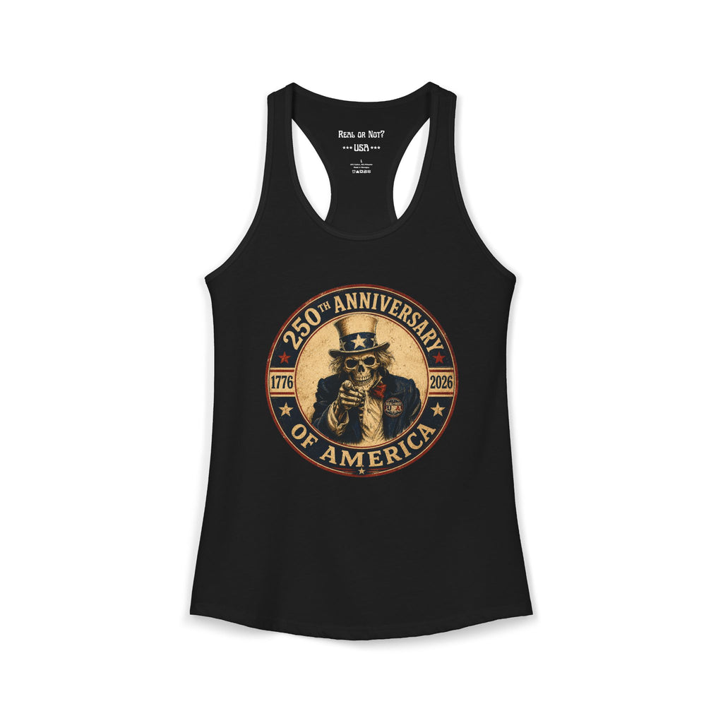 Limited Edition: Uncle Sam Skull 250th Anniversary of America Ladies Racerback Tank Top