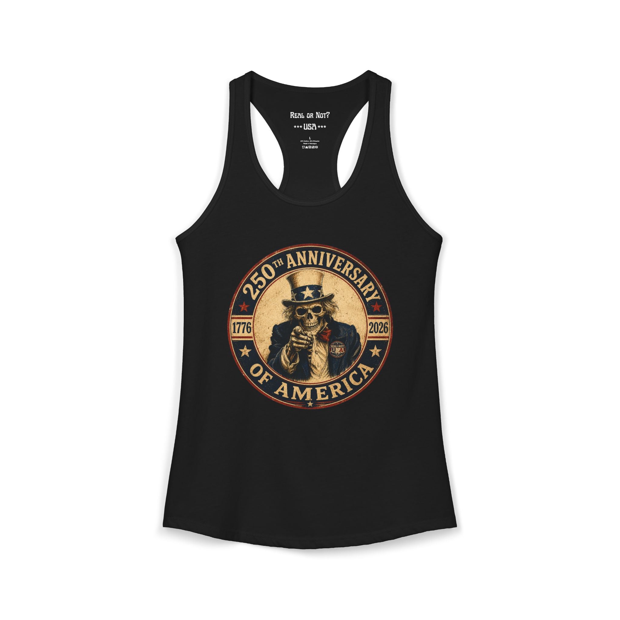 Limited Edition: Uncle Sam Skull 250th Anniversary of America Ladies Racerback Tank Top