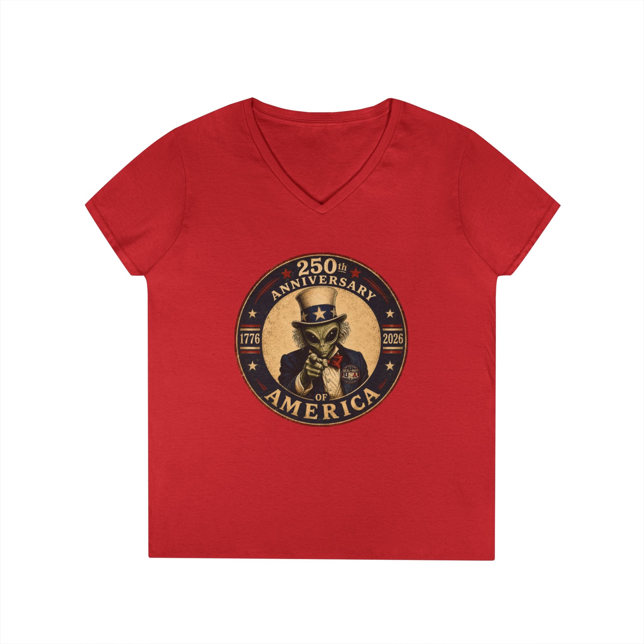 Limited Edition: Uncle Alien 250th USA Anniversary Ladies' V-Neck T-Shirt