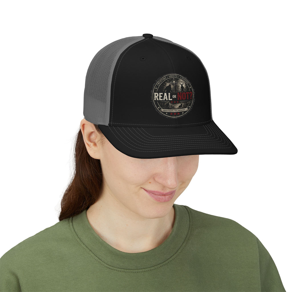 Real or Not? Trucker Hat - Vintage Paranormal Patch Snapback Cap