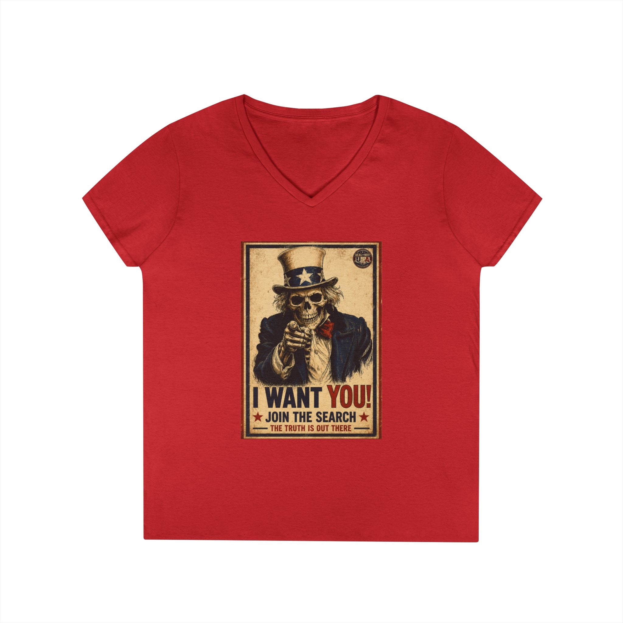 Uncle Sam Skull Limited Edition 250th USA Anniversary Ladies V-Neck T-Shirt