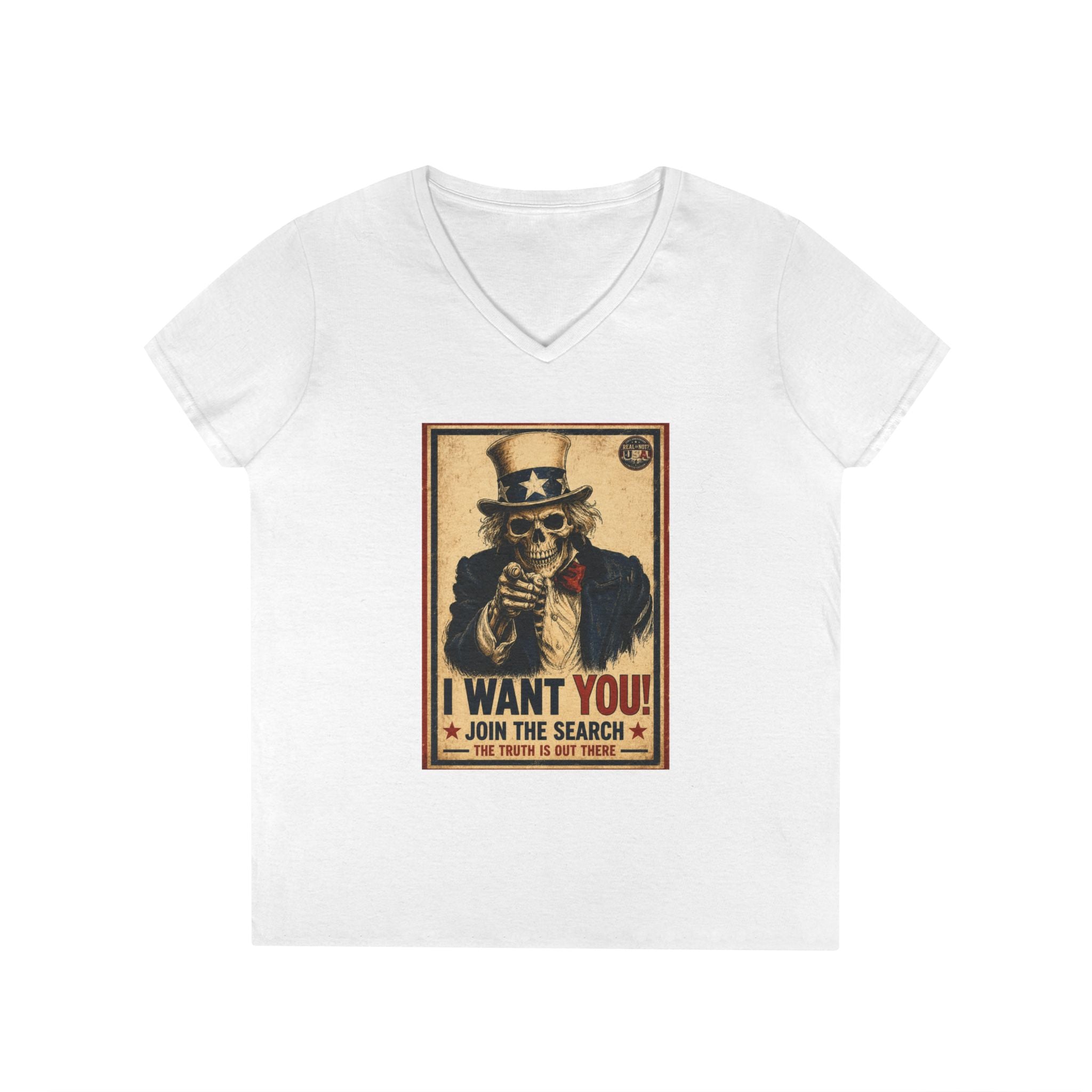 Uncle Sam Skull Limited Edition 250th USA Anniversary Ladies V-Neck T-Shirt