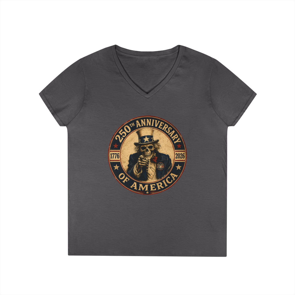 Limited Edition: Uncle Sam Skull 250th Anniversary of America Ladies V-Neck T-Shirt