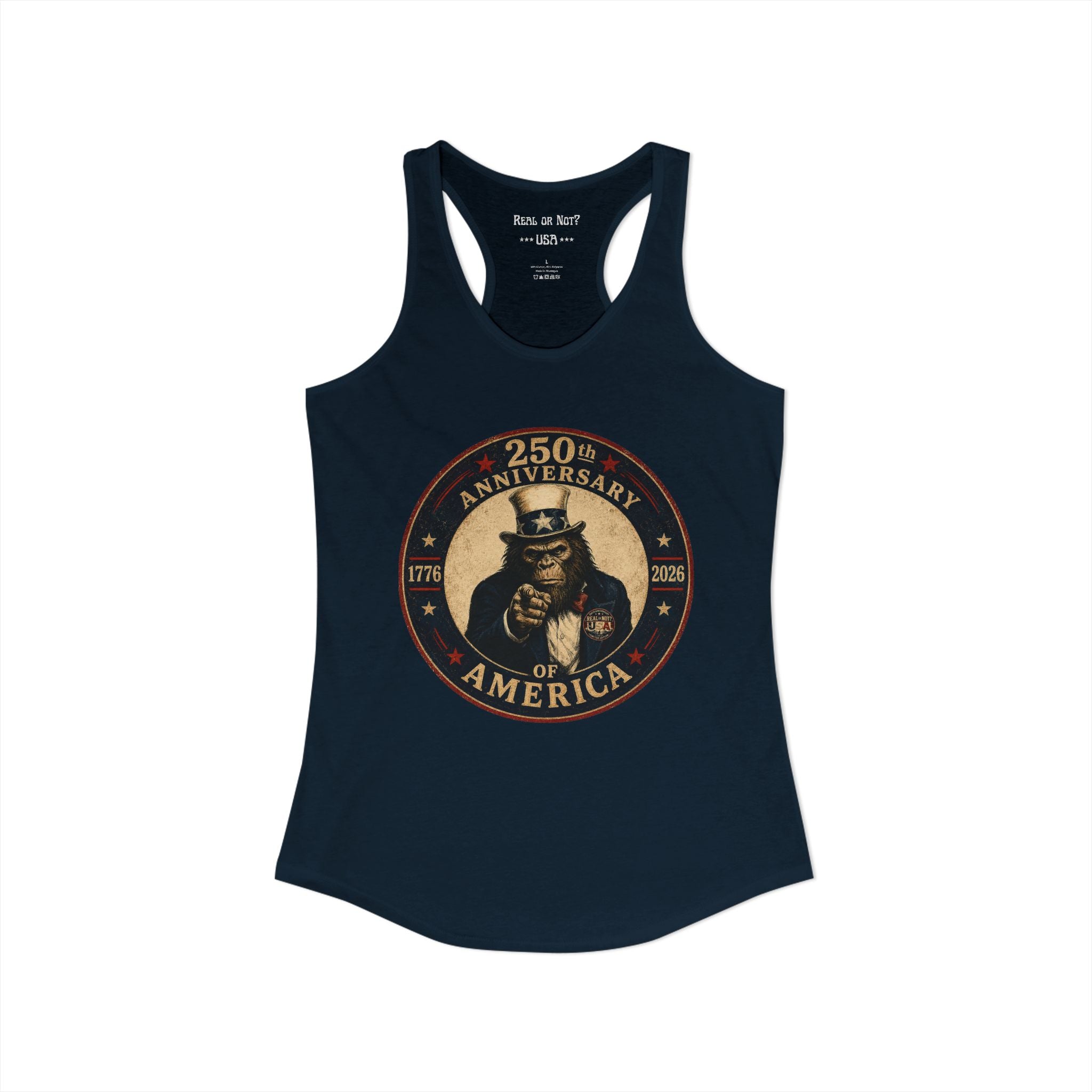 Limited Edition: Uncle Squatch 250th USA Anniversary Ladies' Racerback Tank Top