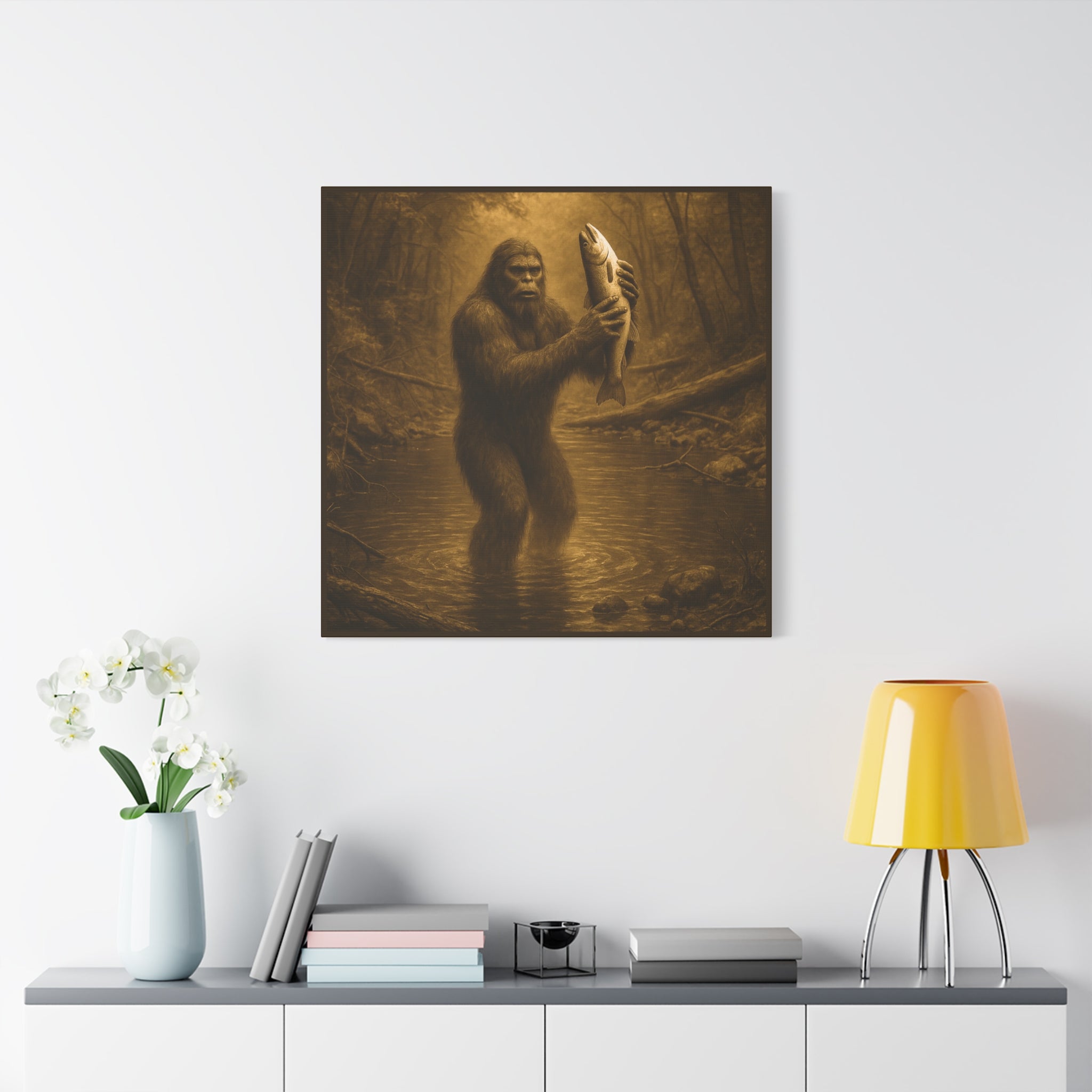 Fishin' with Squatch Matte Canvas Wall Art – Sasquatch