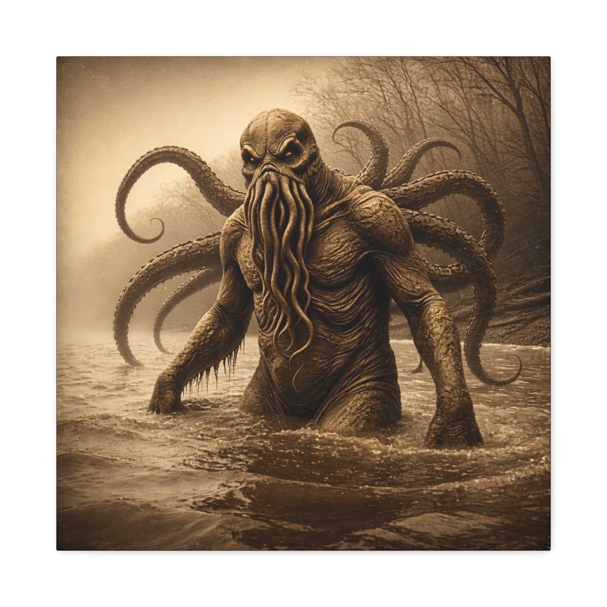 Octo-man Canvas Wall Art – Matte Stretched Horror Decor