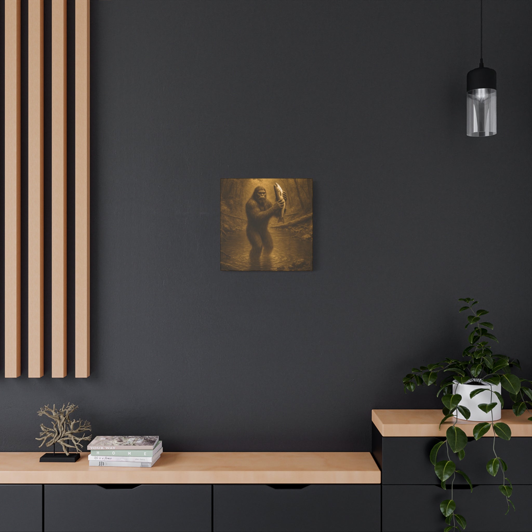 Fishin' with Squatch Matte Canvas Wall Art – Sasquatch