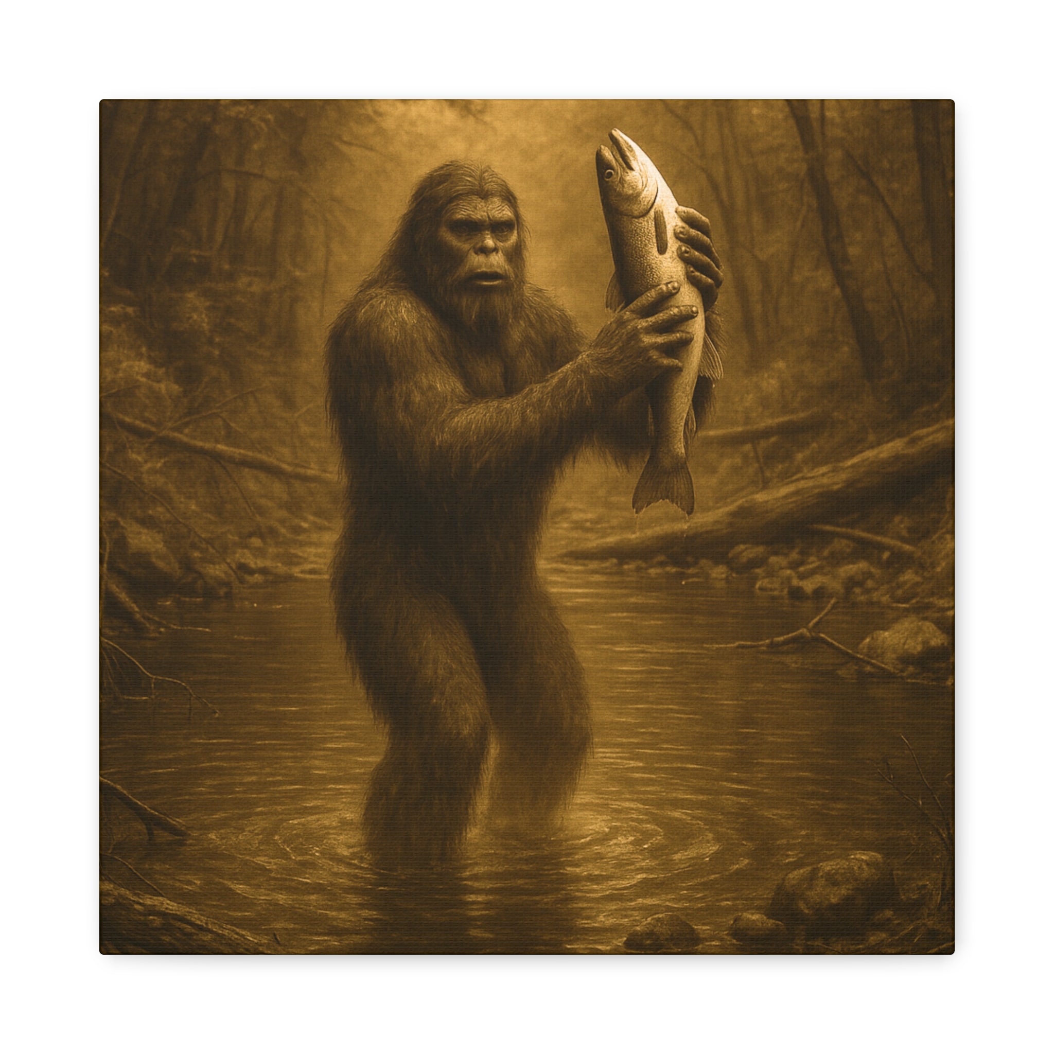 Fishin' with Squatch Matte Canvas Wall Art – Sasquatch