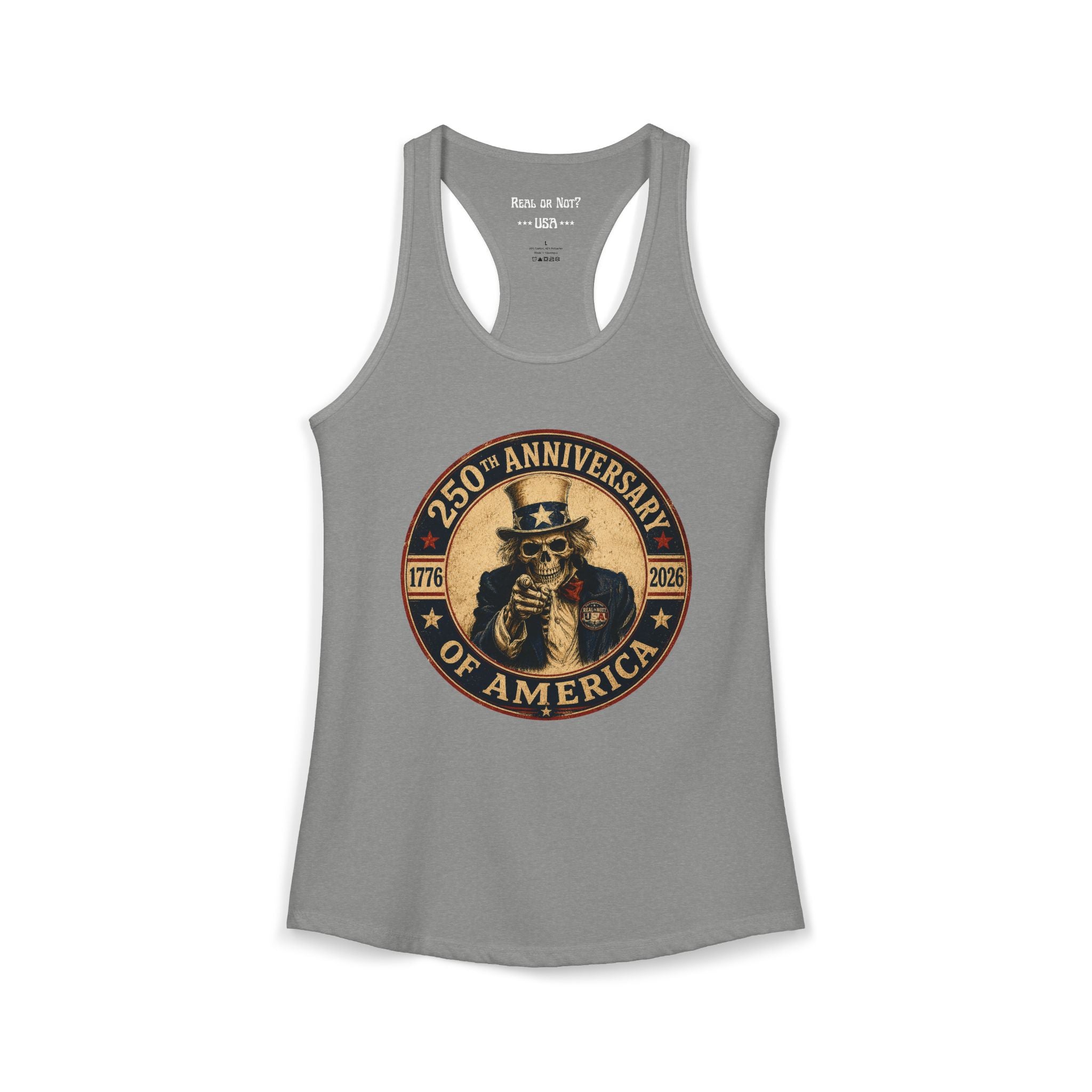 Limited Edition: Uncle Sam Skull 250th Anniversary of America Ladies Racerback Tank Top