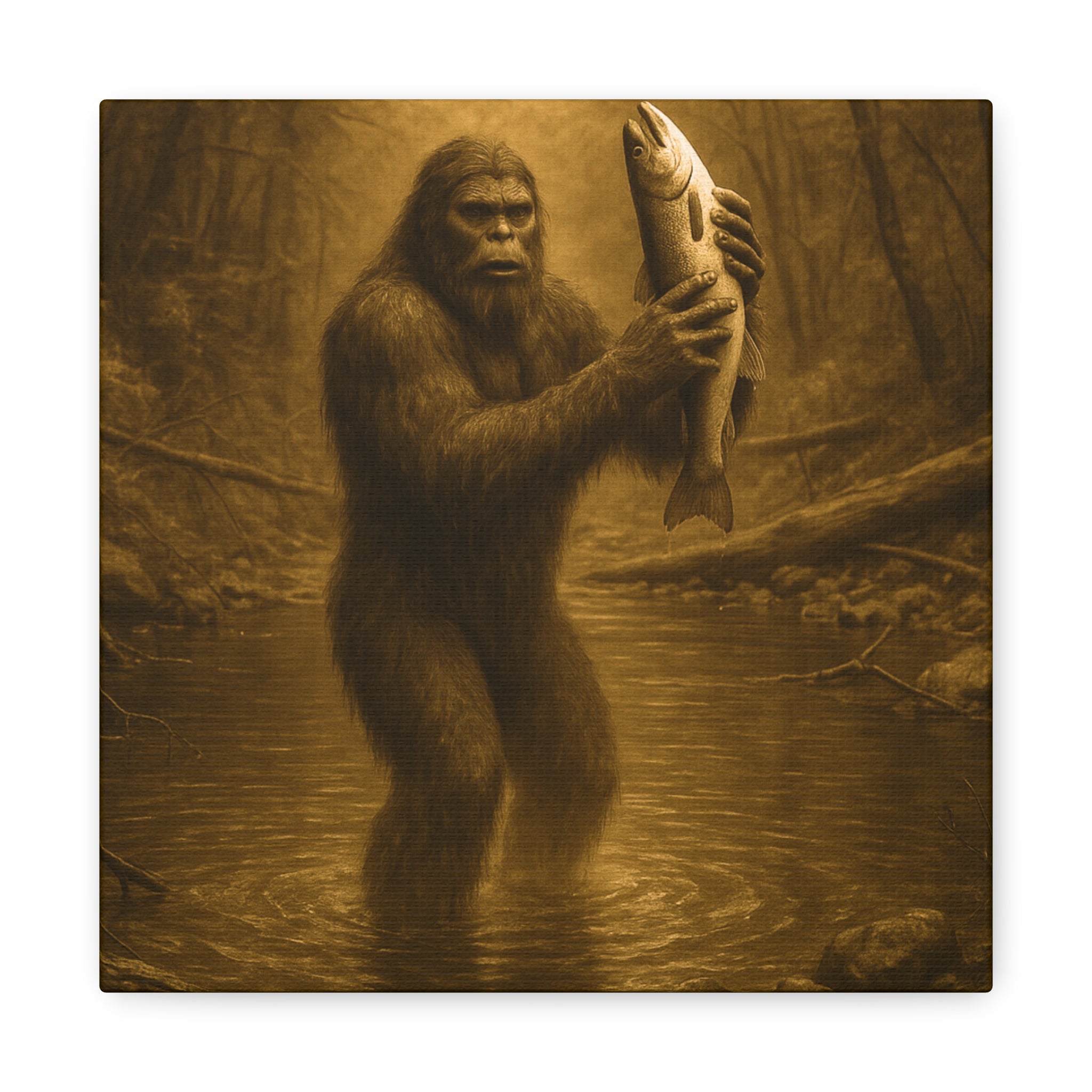 Fishin' with Squatch Matte Canvas Wall Art – Sasquatch