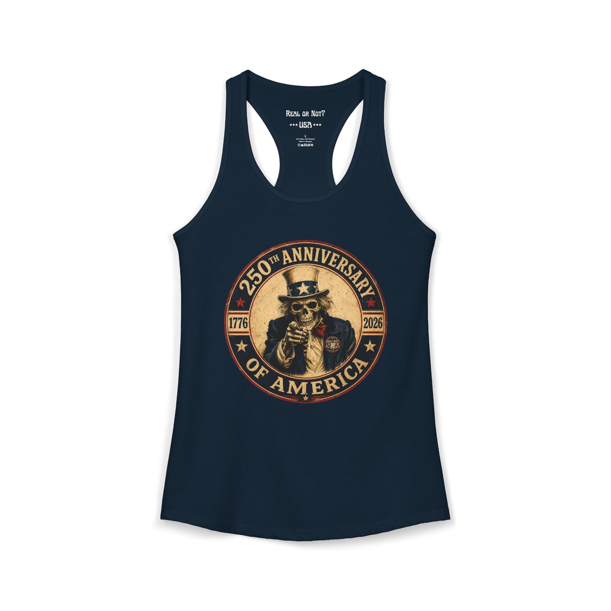 Limited Edition: Uncle Sam Skull 250th Anniversary of America Ladies Racerback Tank Top
