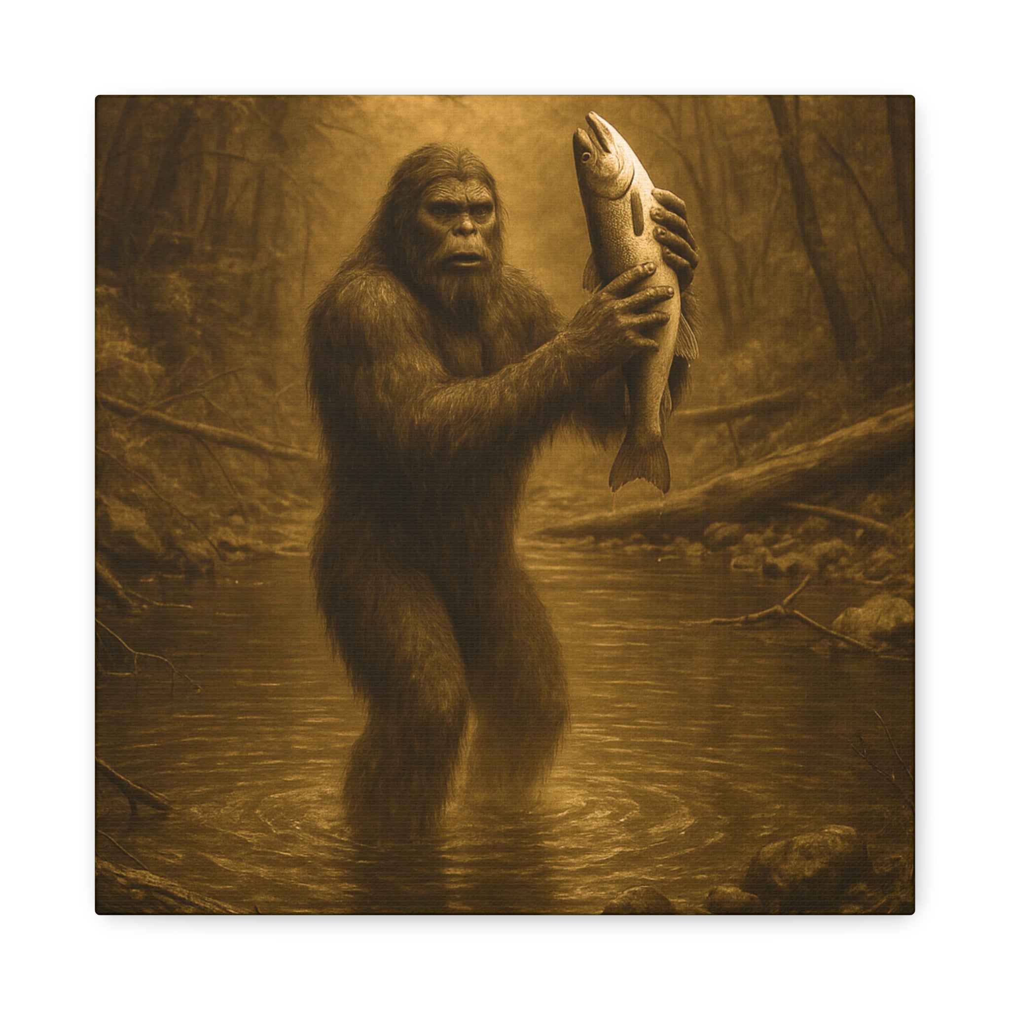 Fishin' with Squatch Matte Canvas Wall Art – Sasquatch