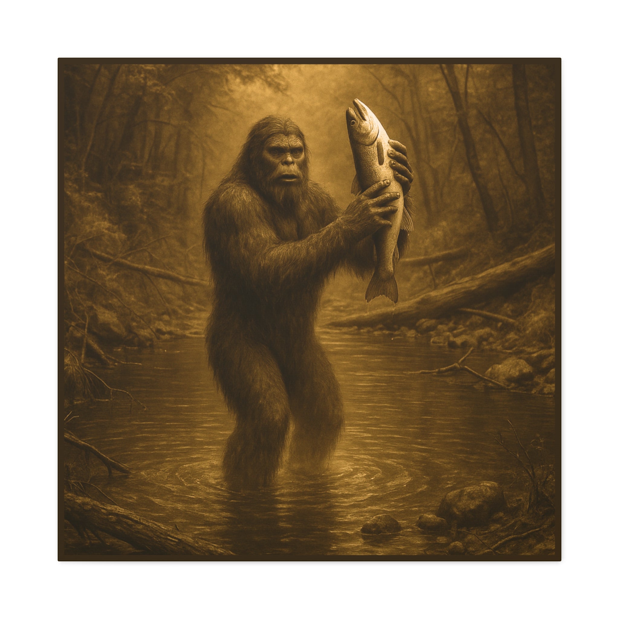 Fishin' with Squatch Matte Canvas Wall Art – Sasquatch