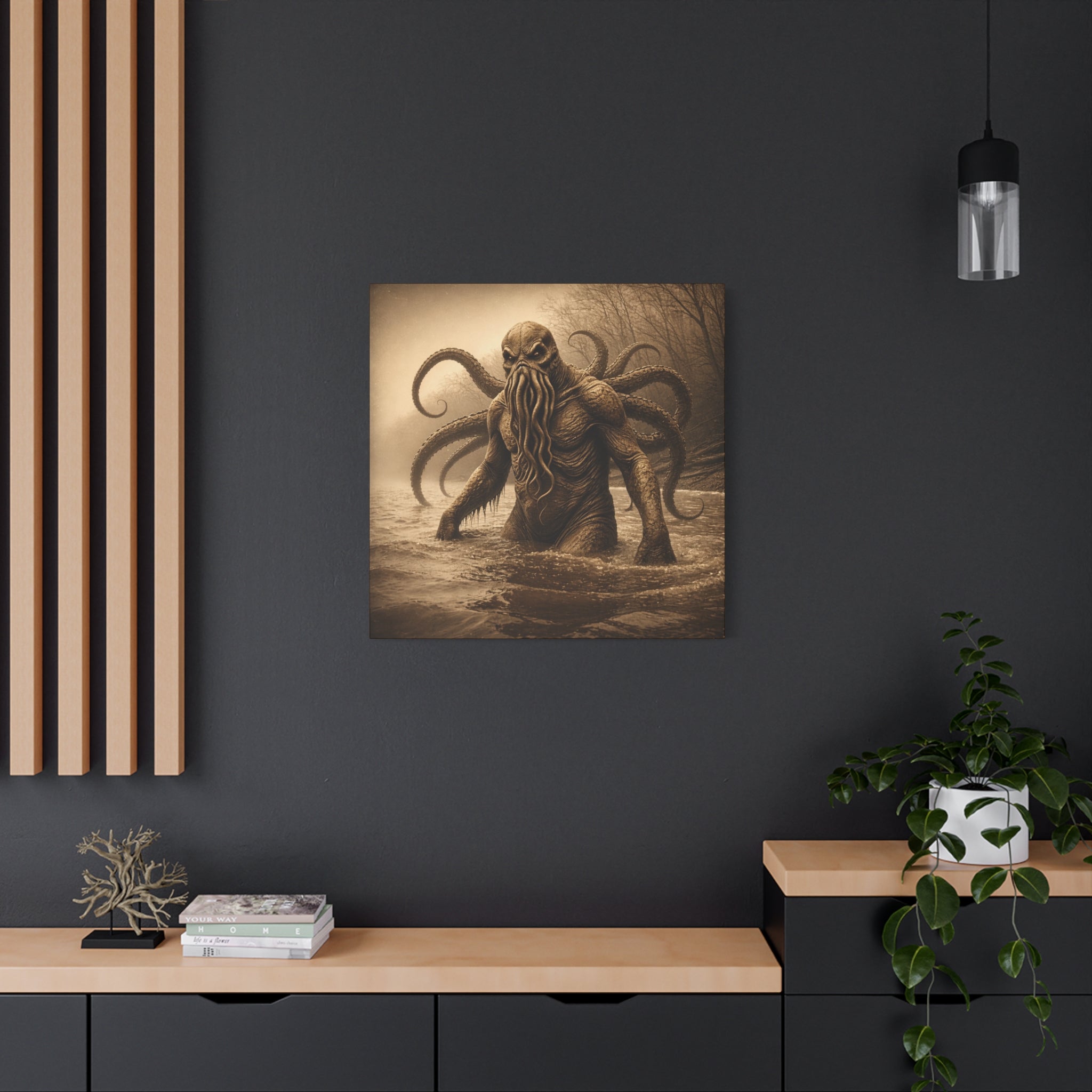 Octo-man Canvas Wall Art – Matte Stretched Horror Decor