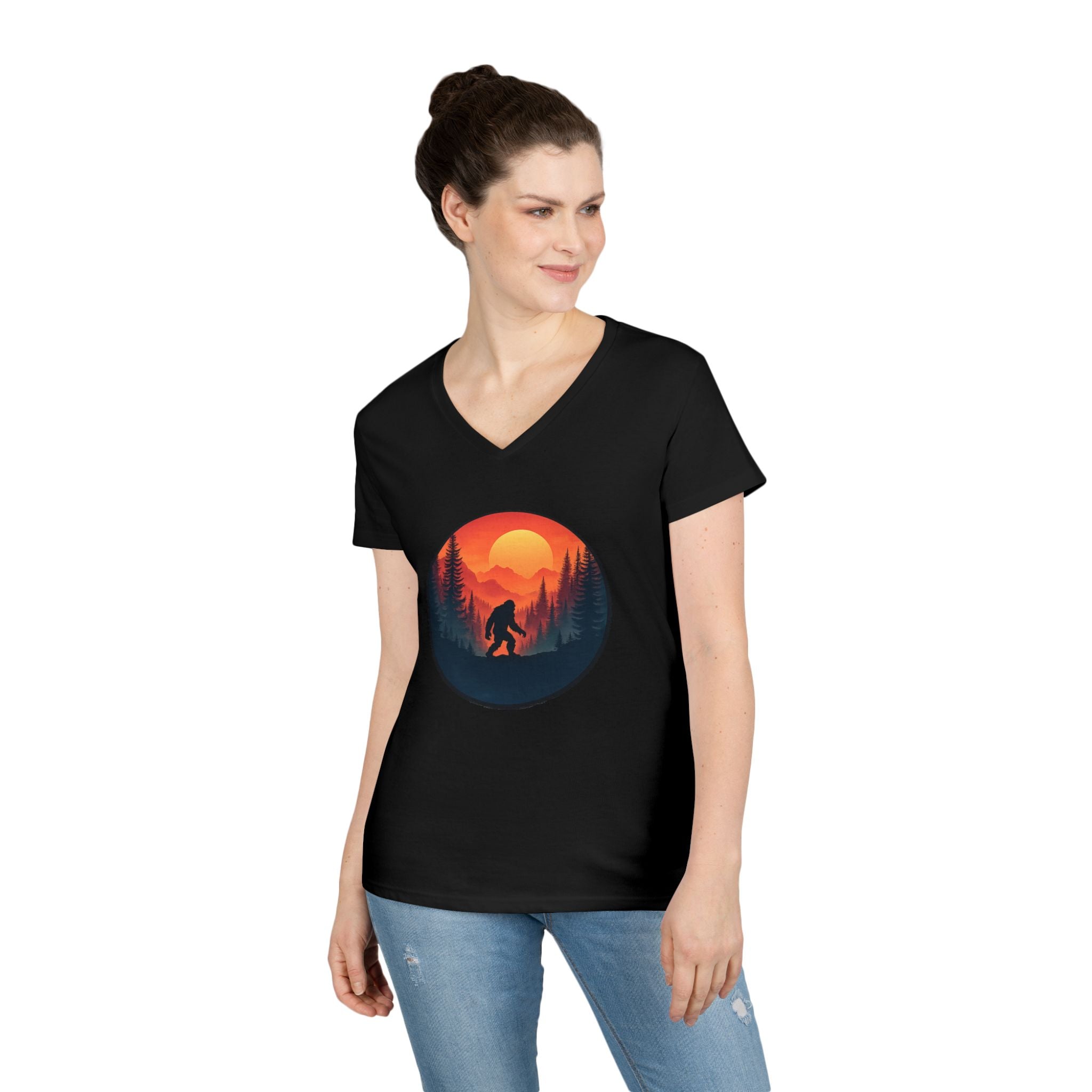 Sasquatch Sunset V-Neck Tee — Women’s Tee