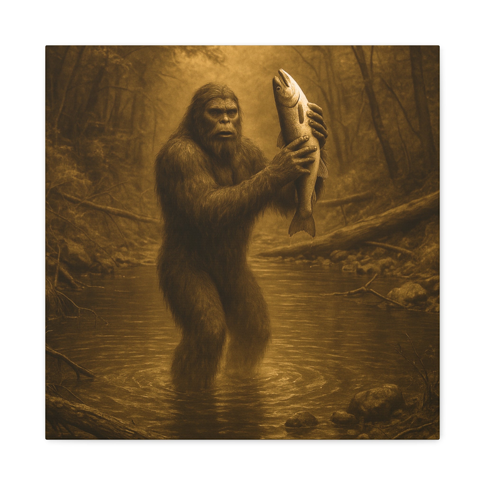 Fishin' with Squatch Matte Canvas Wall Art – Sasquatch