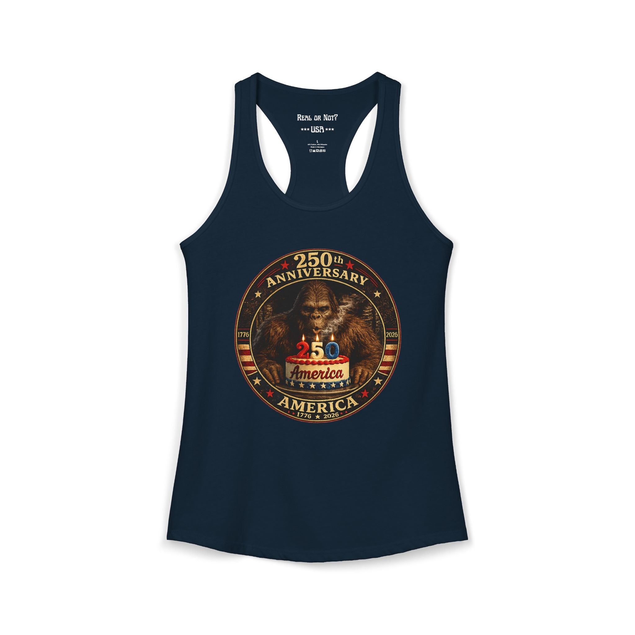 Limited Edition: 250th Anniversary Bigfoot Birthday Cake Ladies' Racerback Tank