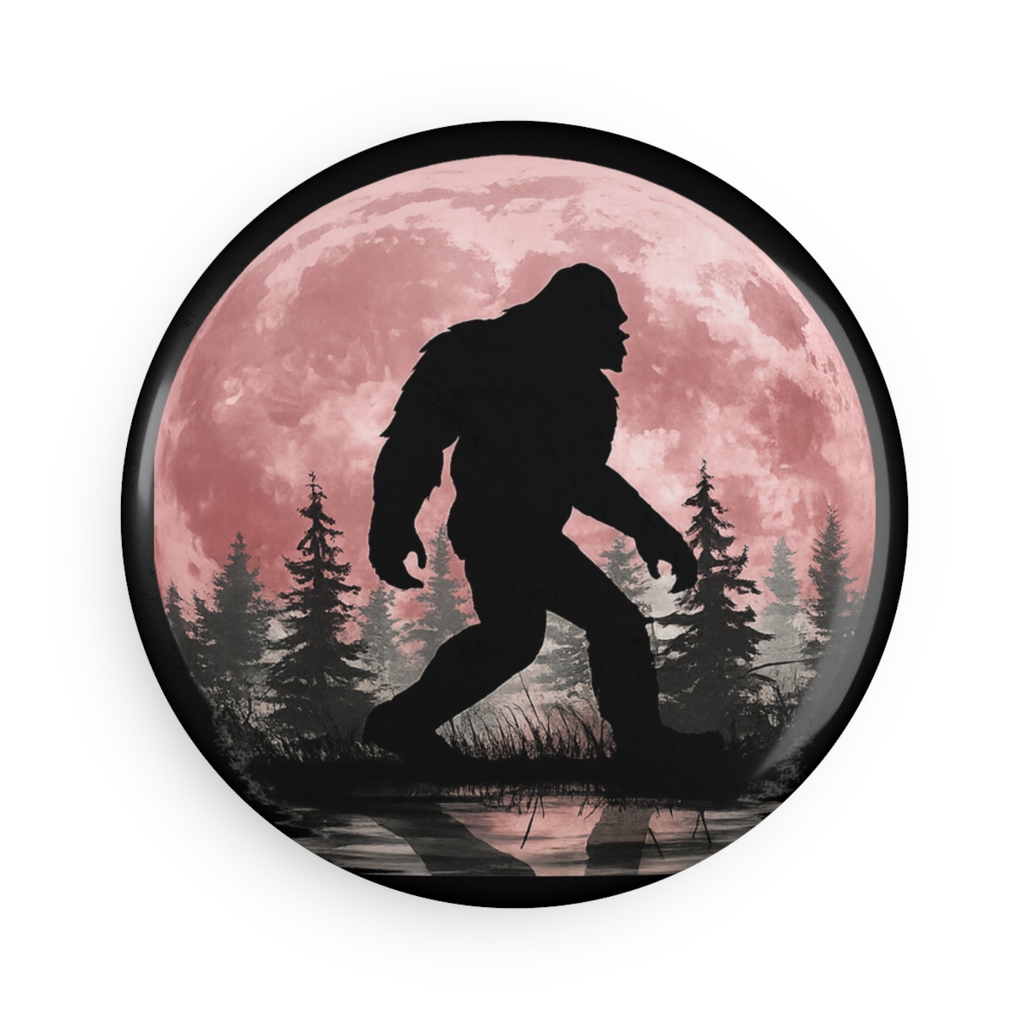 Bigfoot Night Walk Round Magnet