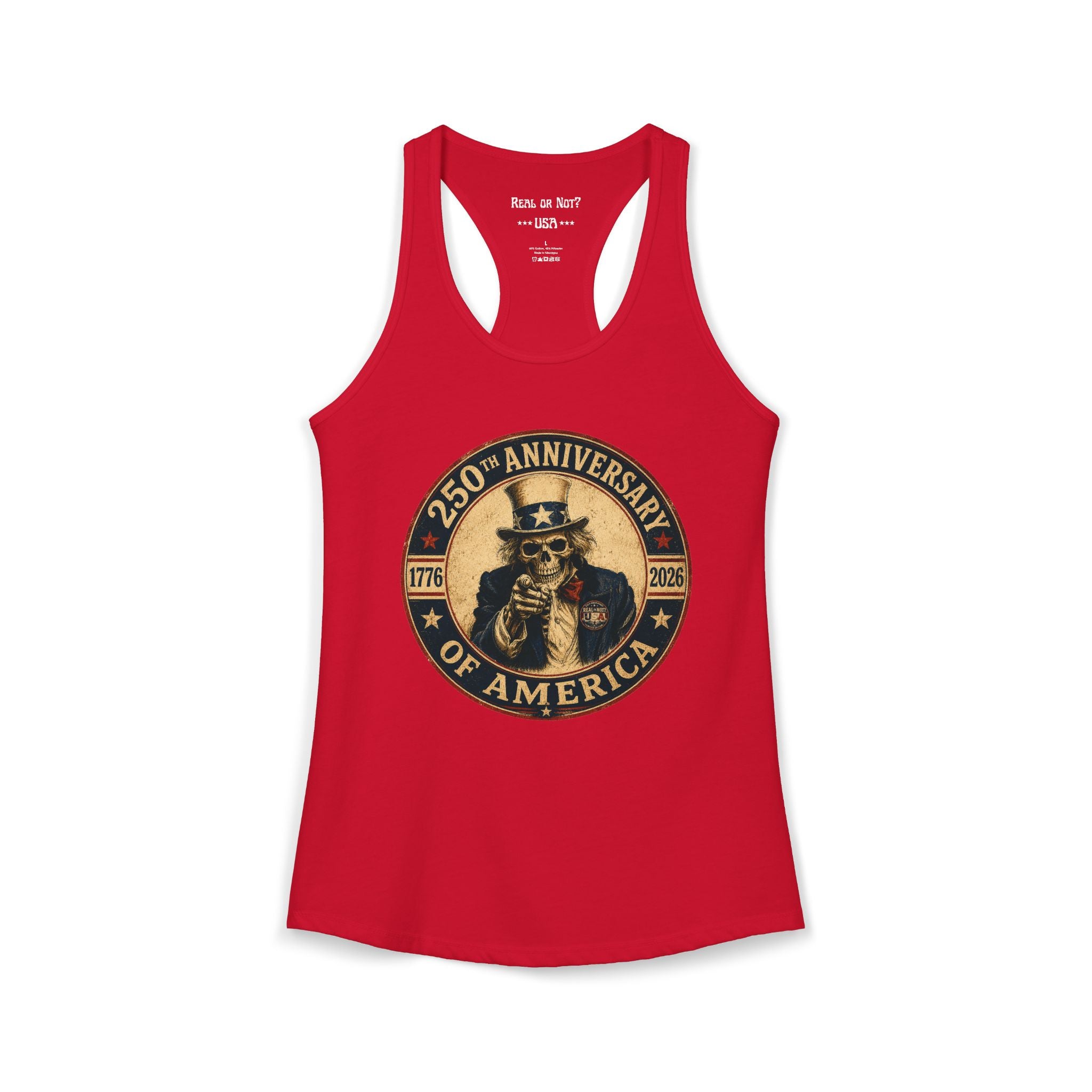 Limited Edition: Uncle Sam Skull 250th Anniversary of America Ladies Racerback Tank Top