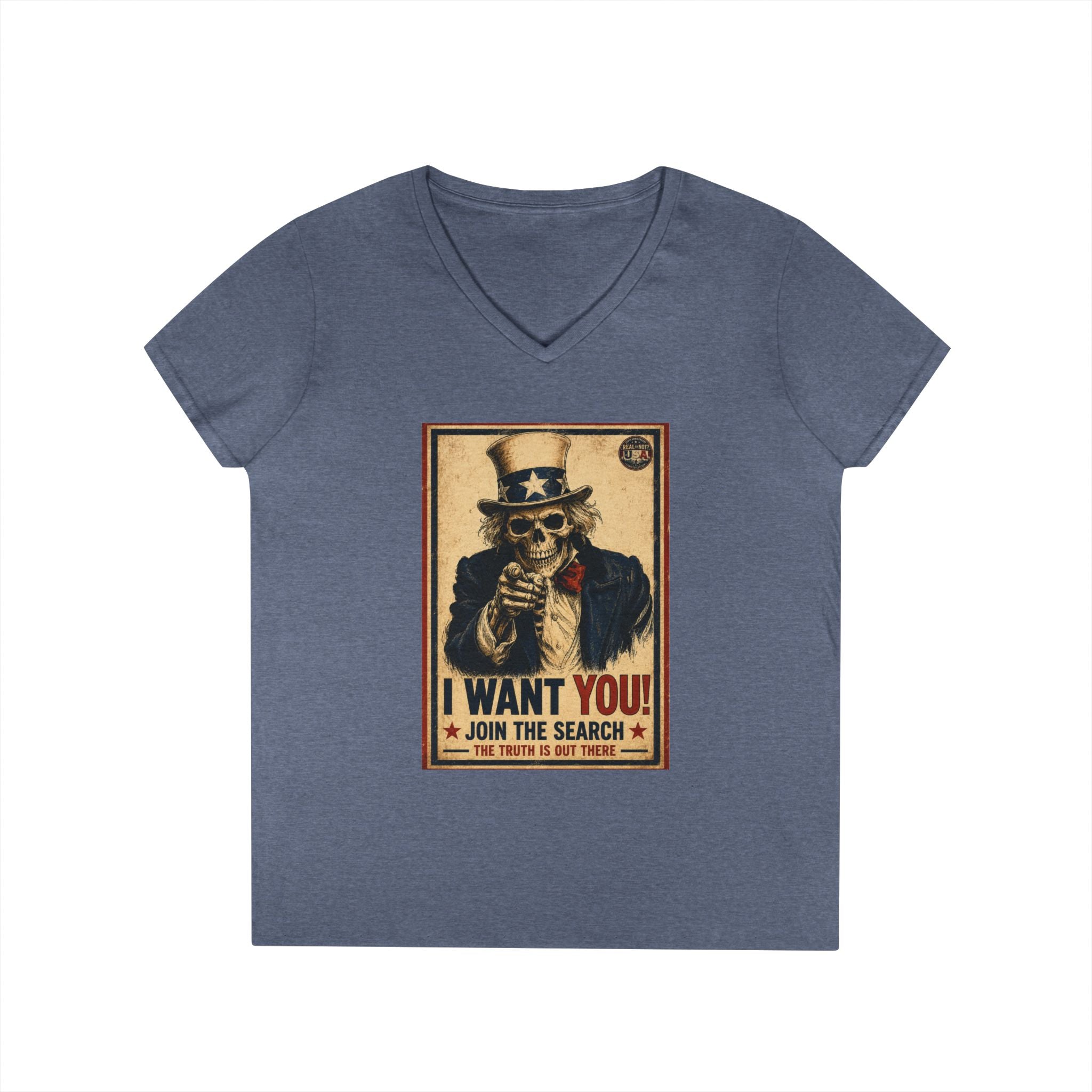 Uncle Sam Skull Limited Edition 250th USA Anniversary Ladies V-Neck T-Shirt