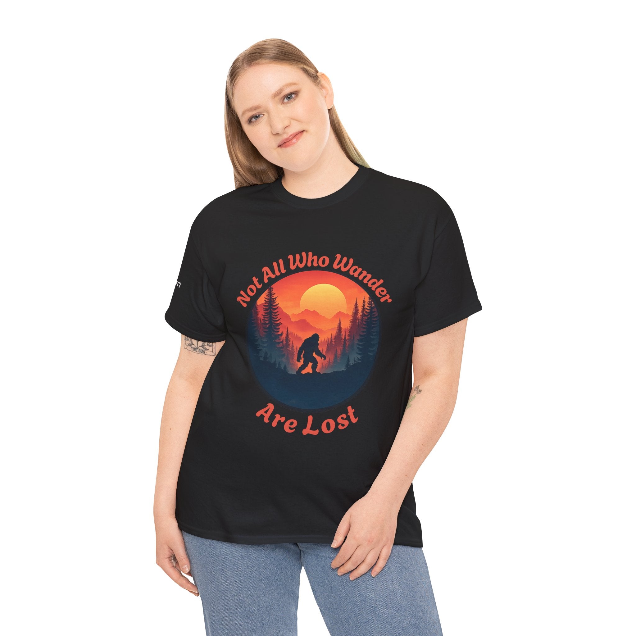 The Wanderer - Sunset Bigfoot Forest Graphic