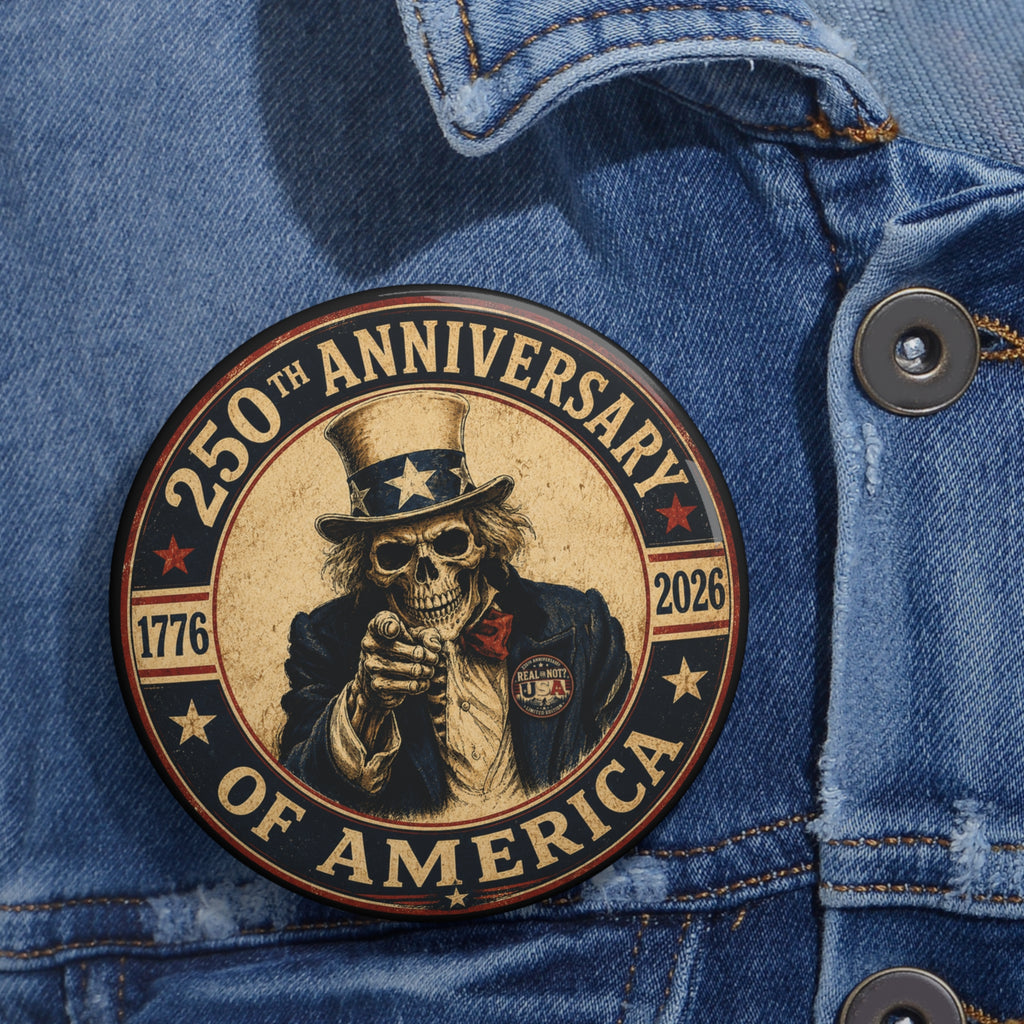 Limited Edition: Uncle Sam Skull 250th USA Anniversary Round Pin Button