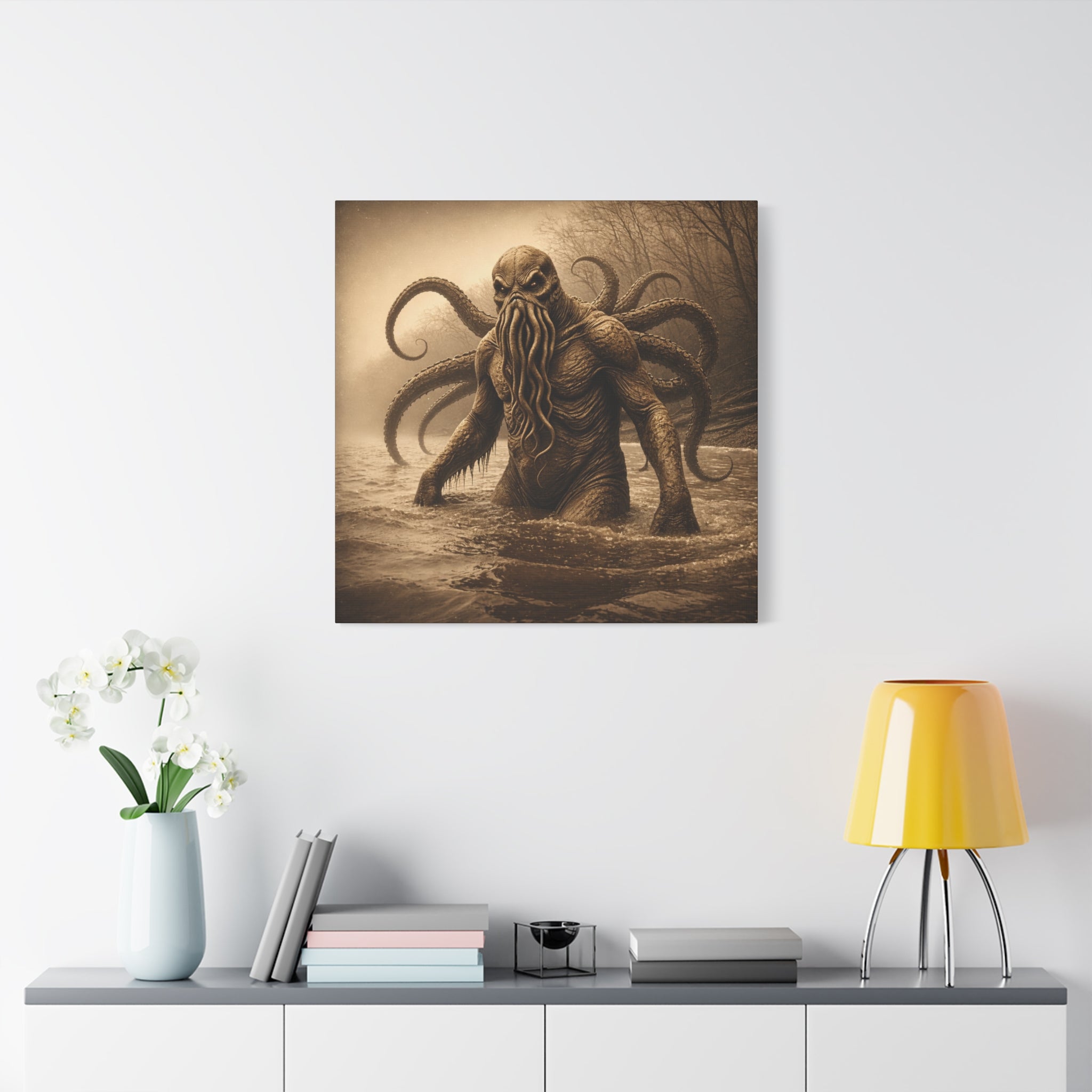 Octo-man Canvas Wall Art – Matte Stretched Horror Decor