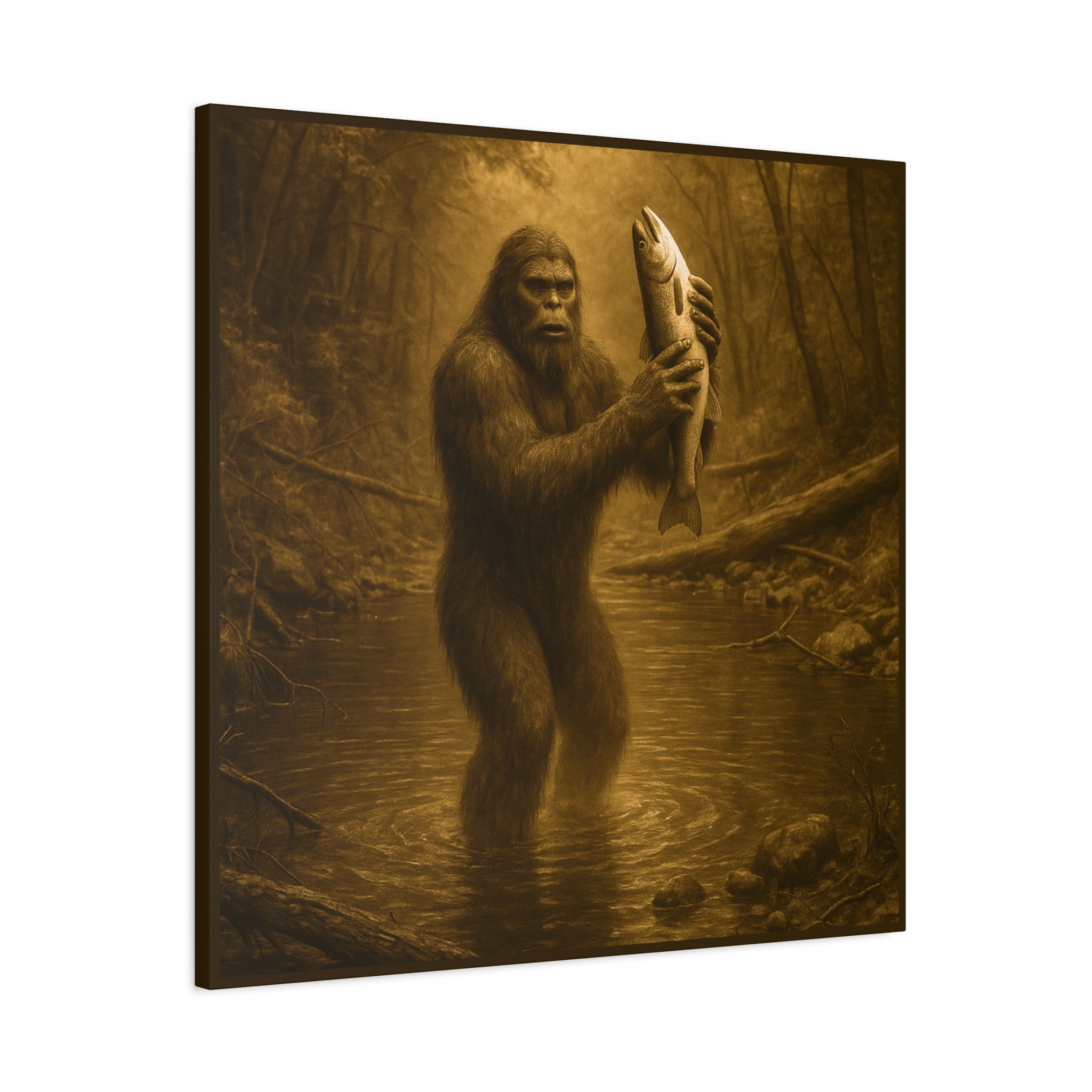 Fishin' with Squatch Matte Canvas Wall Art – Sasquatch
