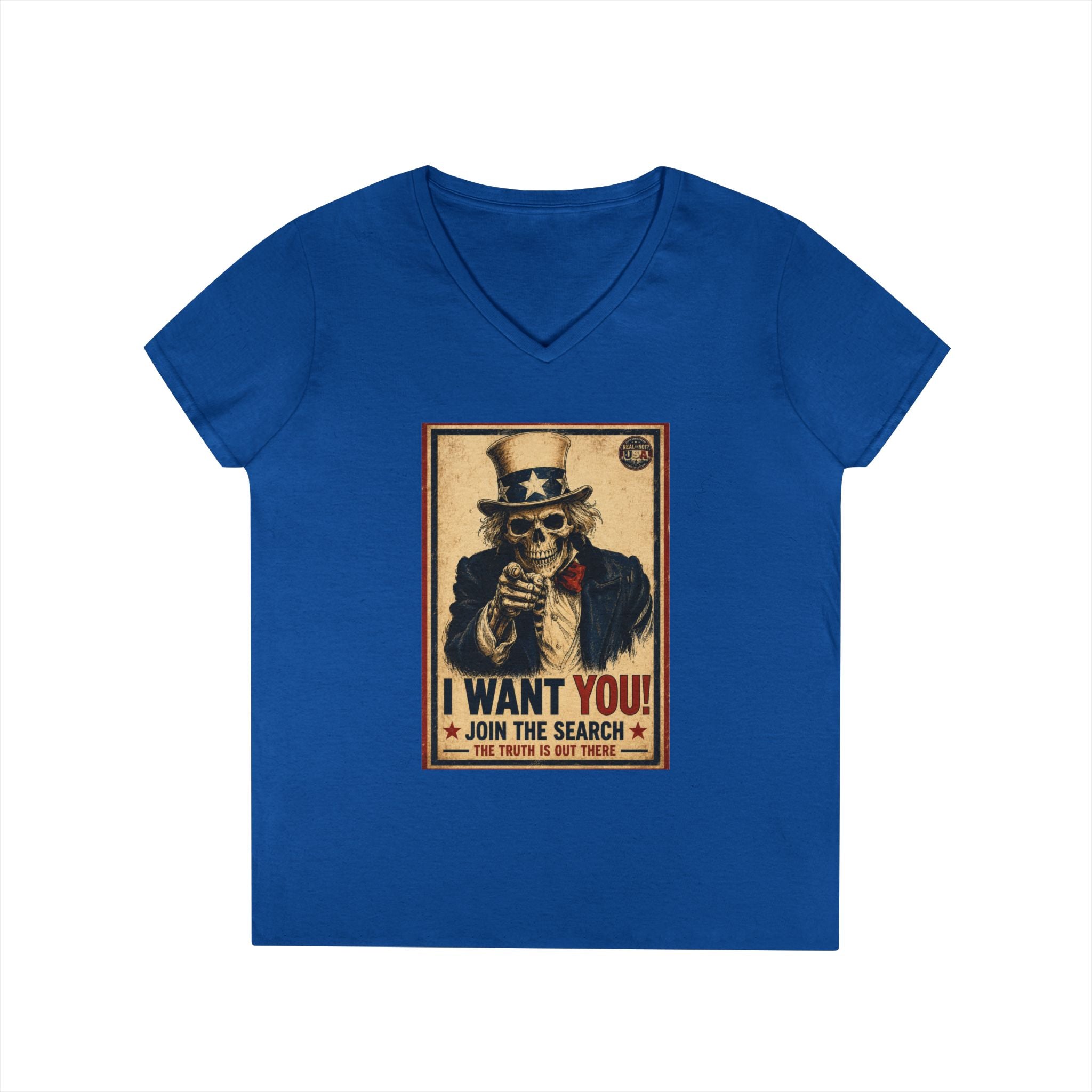 Uncle Sam Skull Limited Edition 250th USA Anniversary Ladies V-Neck T-Shirt