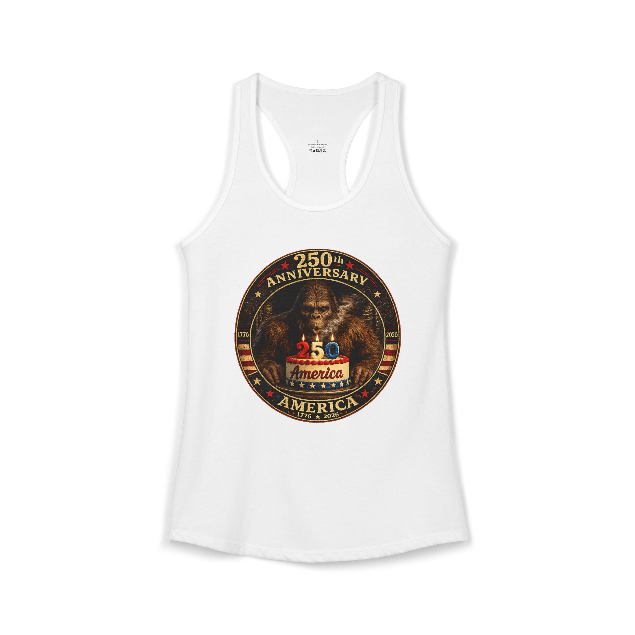 Limited Edition: 250th Anniversary Bigfoot Birthday Cake Ladies' Racerback Tank
