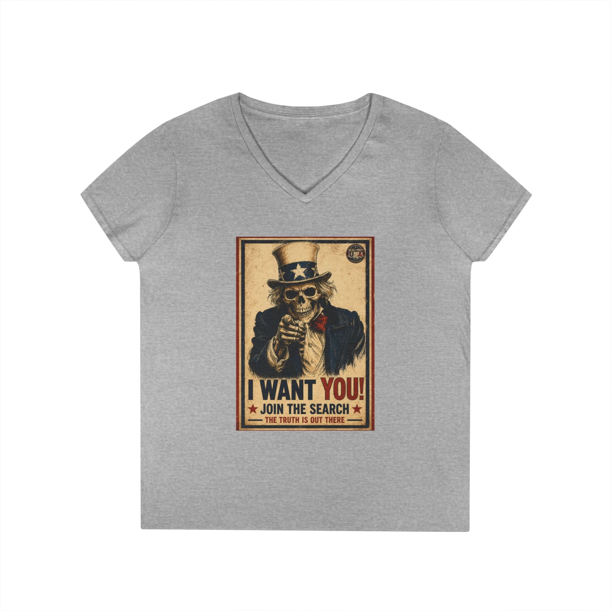 Uncle Sam Skull Limited Edition 250th USA Anniversary Ladies V-Neck T-Shirt