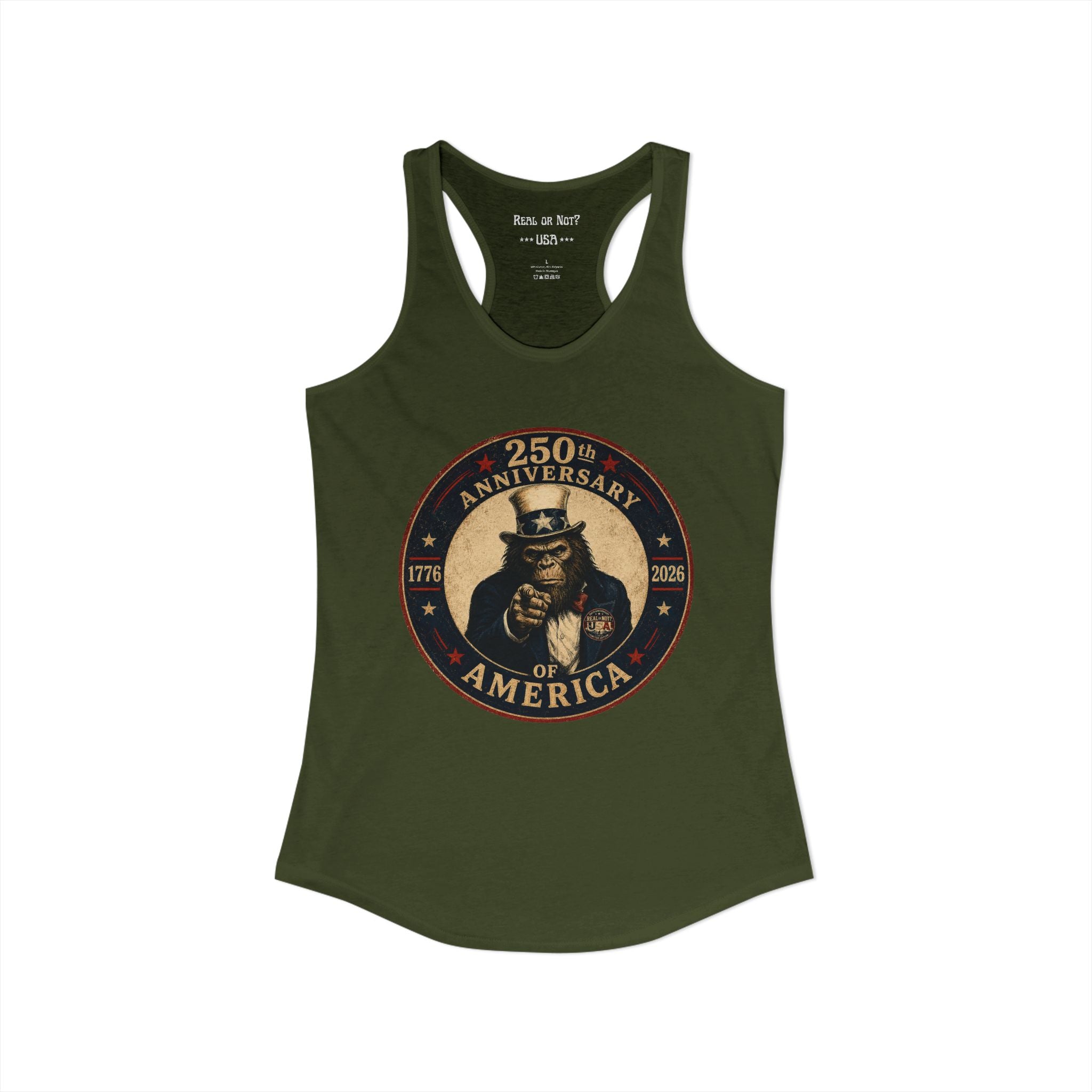 Limited Edition: Uncle Squatch 250th USA Anniversary Ladies' Racerback Tank Top